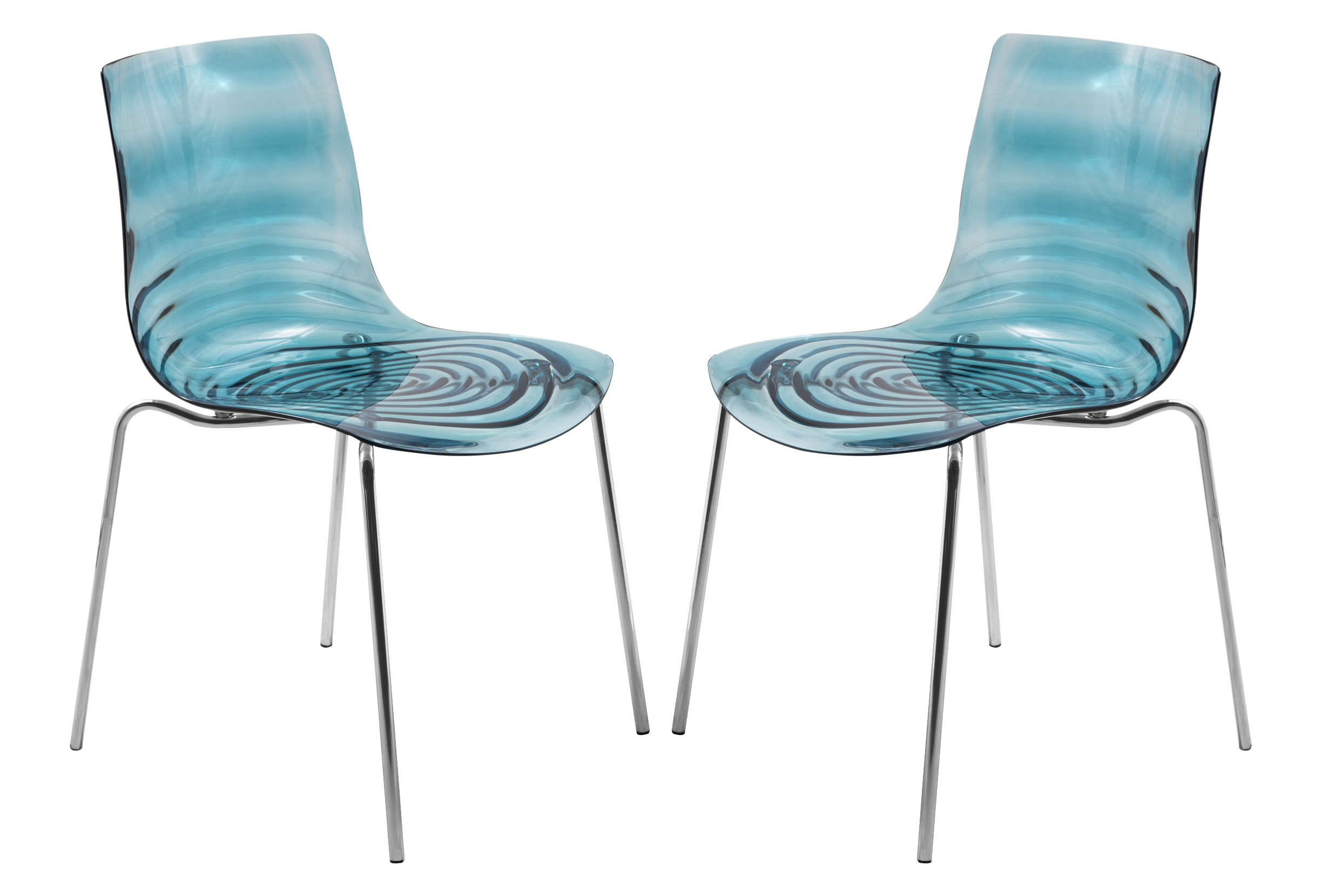 Design Edge Condobolin 2  Transparent Blue Plastic Dining Chairs
