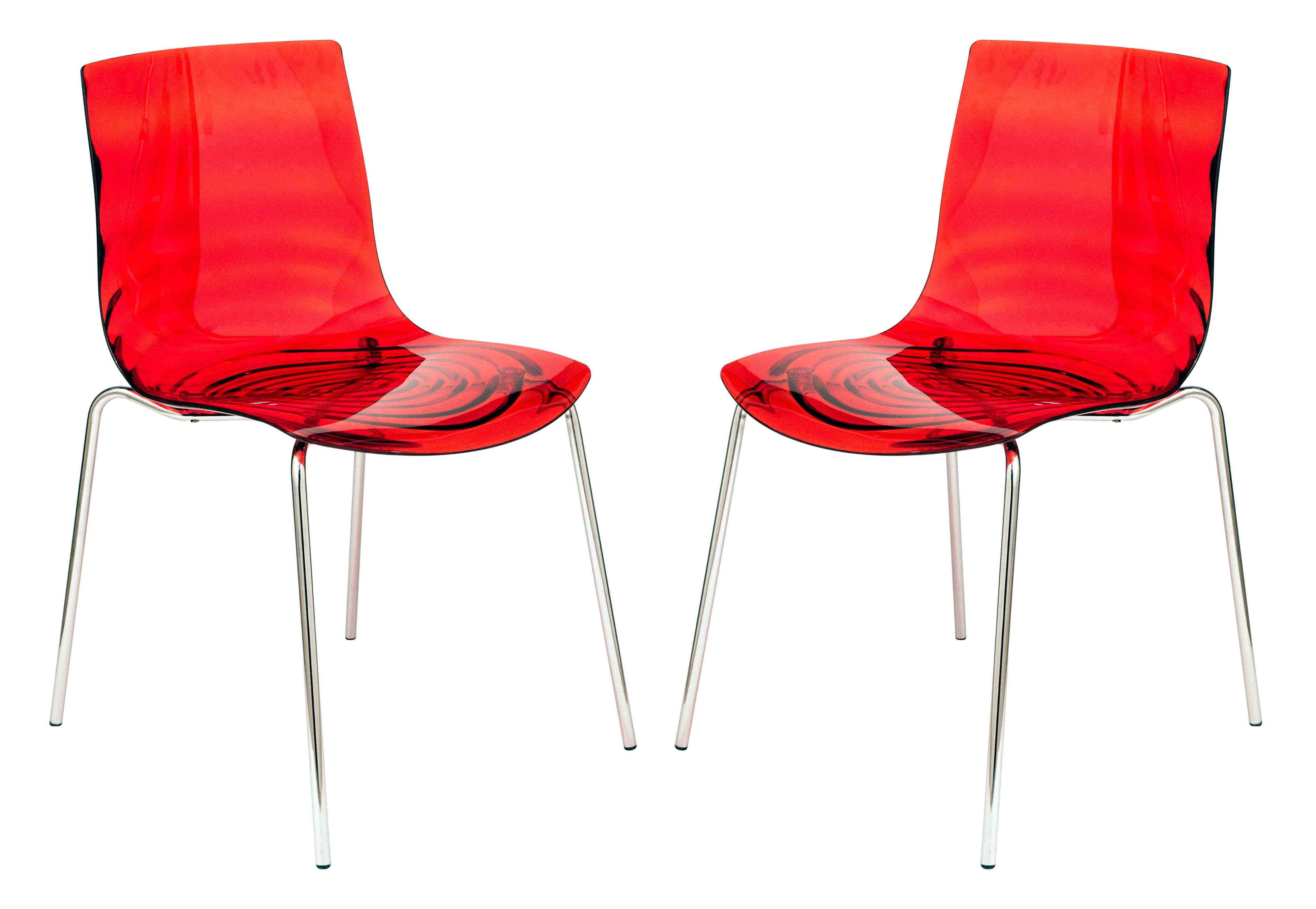 Design Edge Condobolin 2  Transparent Red Plastic Dining Chairs