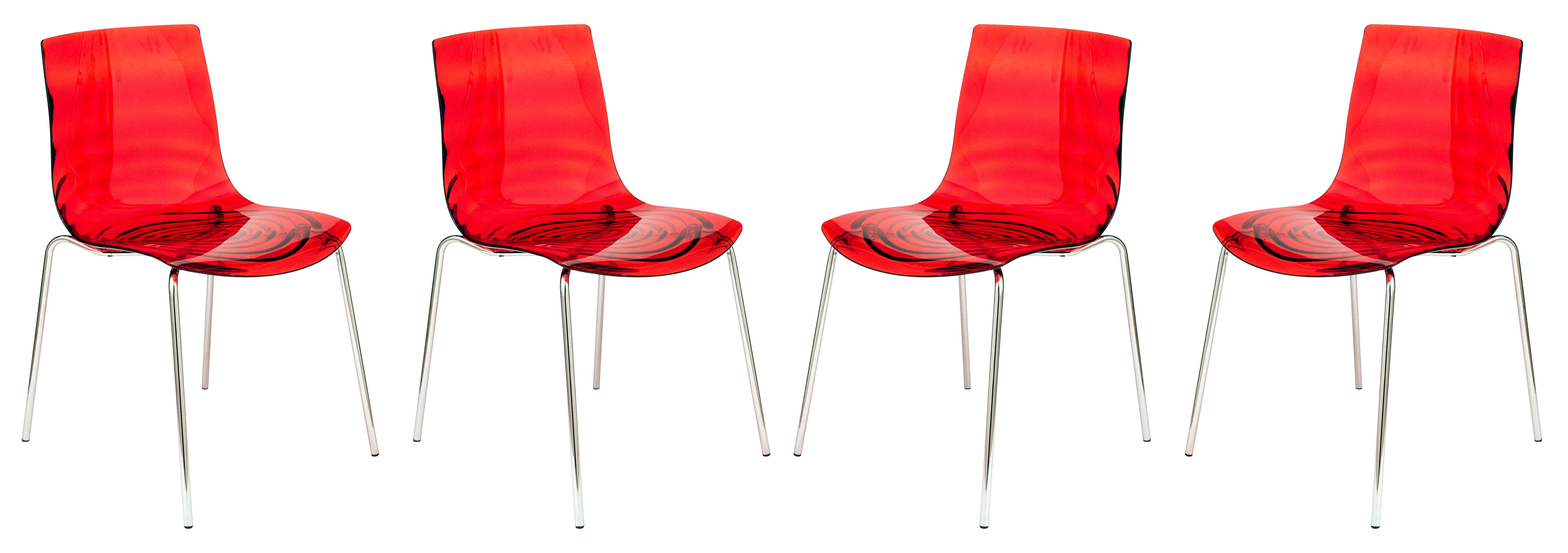 Design Edge Condobolin 4  Transparent Red Plastic Dining Chairs