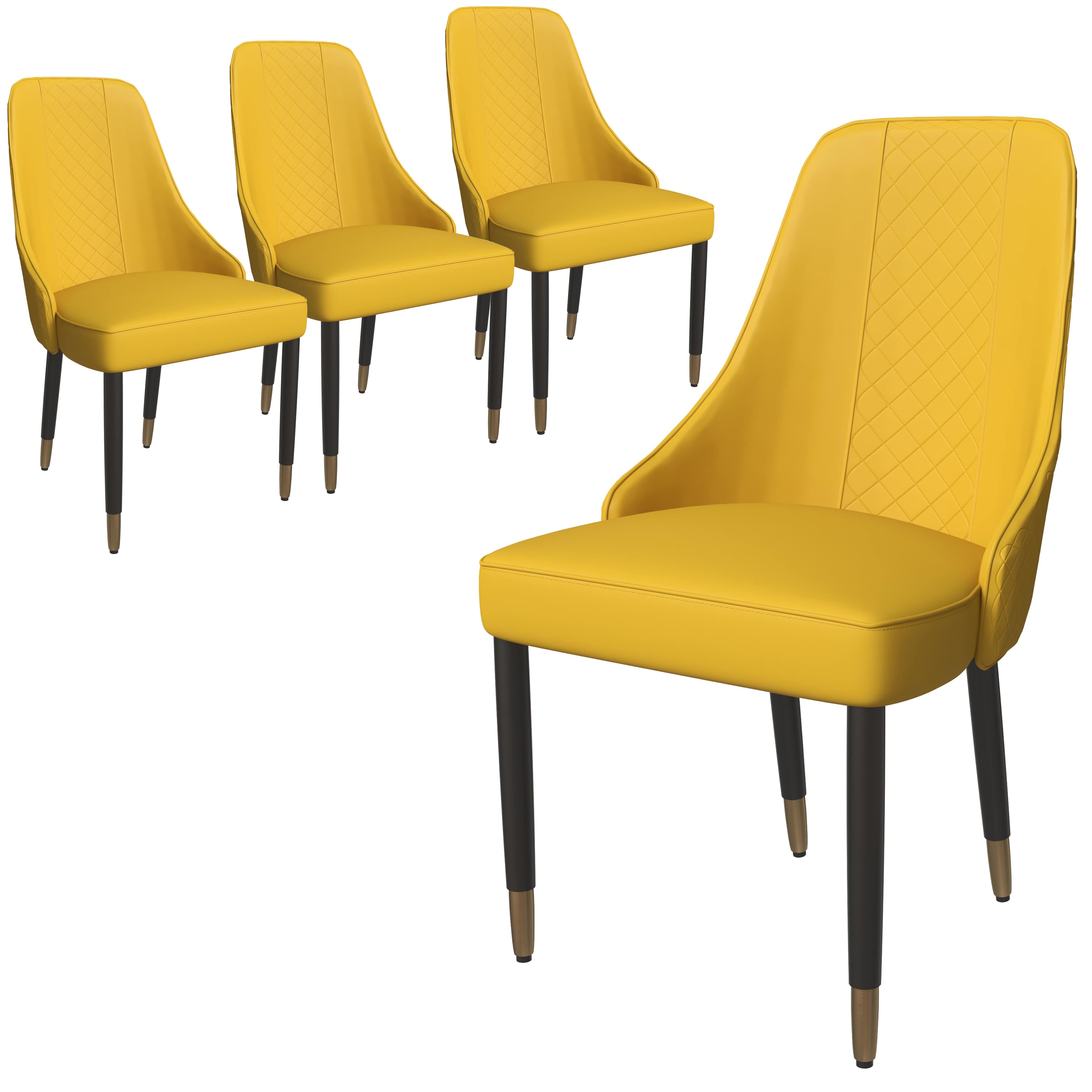 4 LeisureMod Allure Mustard Modern Dining Chairs