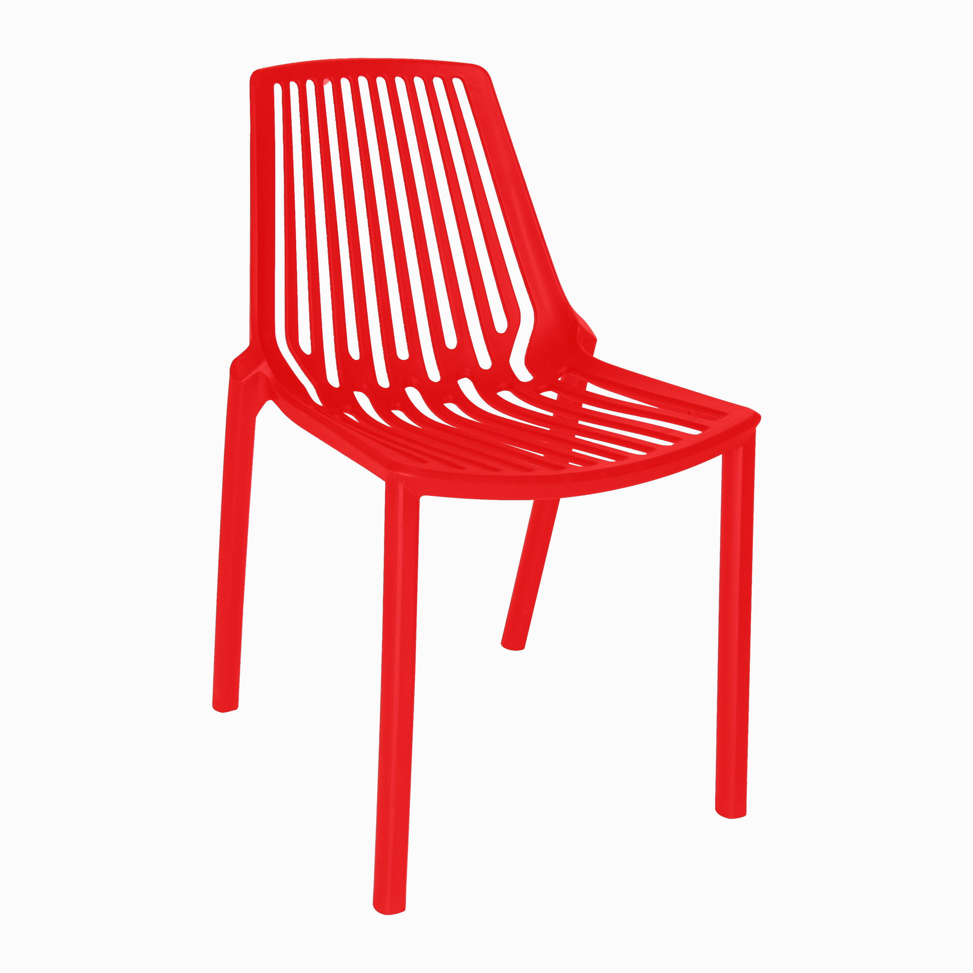 LeisureMod Acken Red Plastic Dining Chair