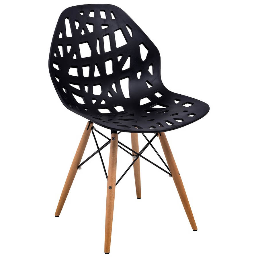 Design Edge Buronga  Black Side Chair with Wood Dowel Legs