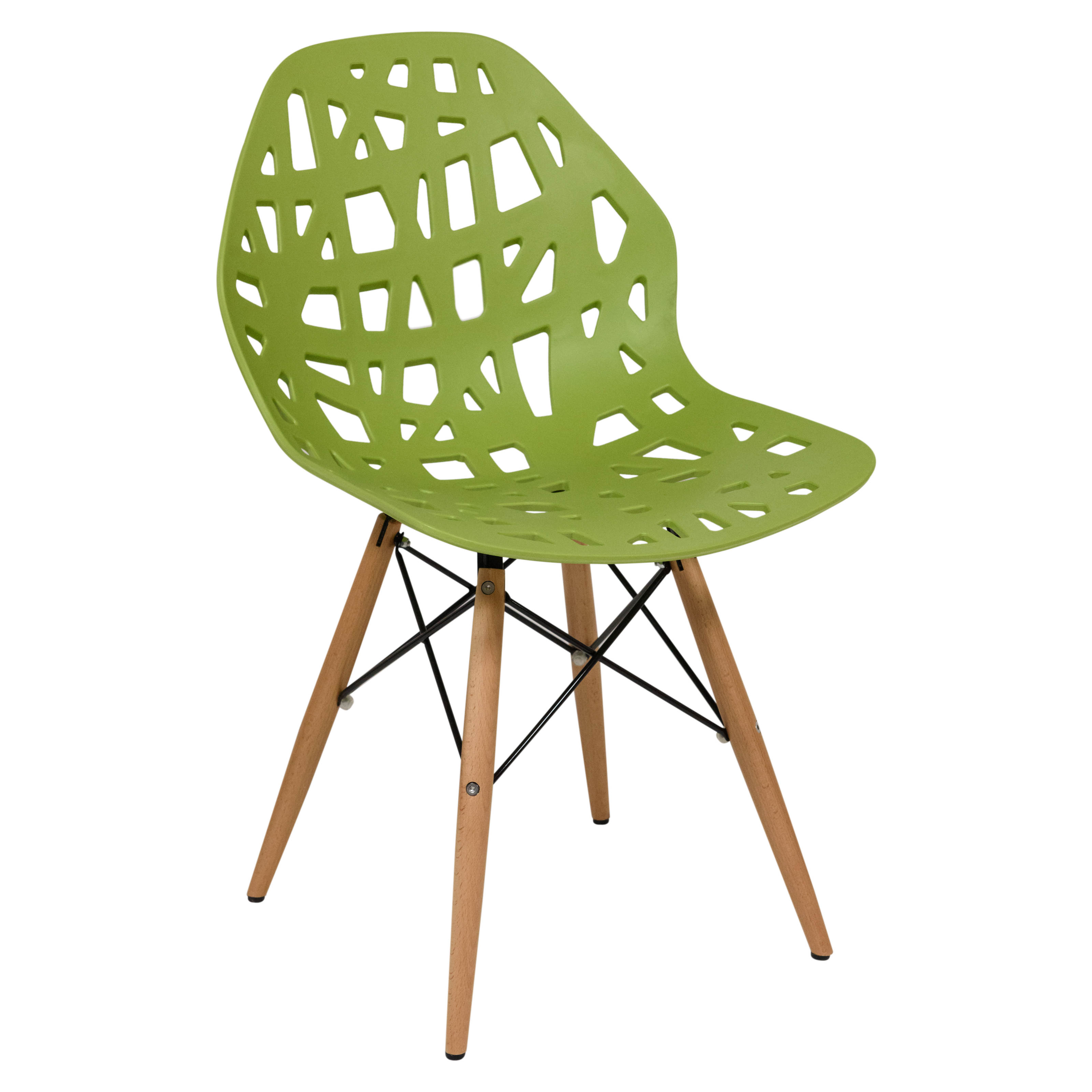 Design Edge Buronga  Green Side Chair with Wood Dowel Legs
