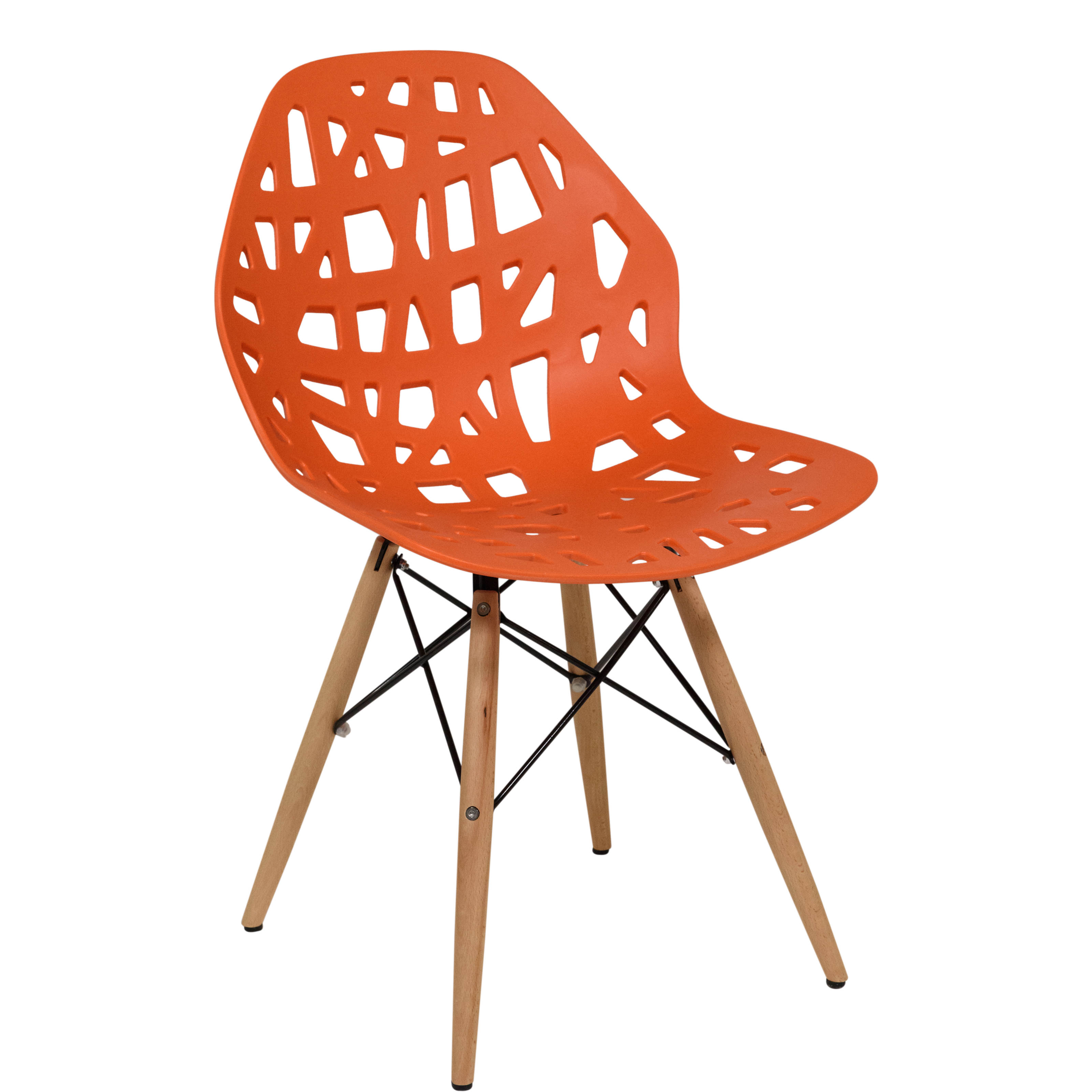 Design Edge Buronga  Orange Side Chair with Wood Dowel Legs