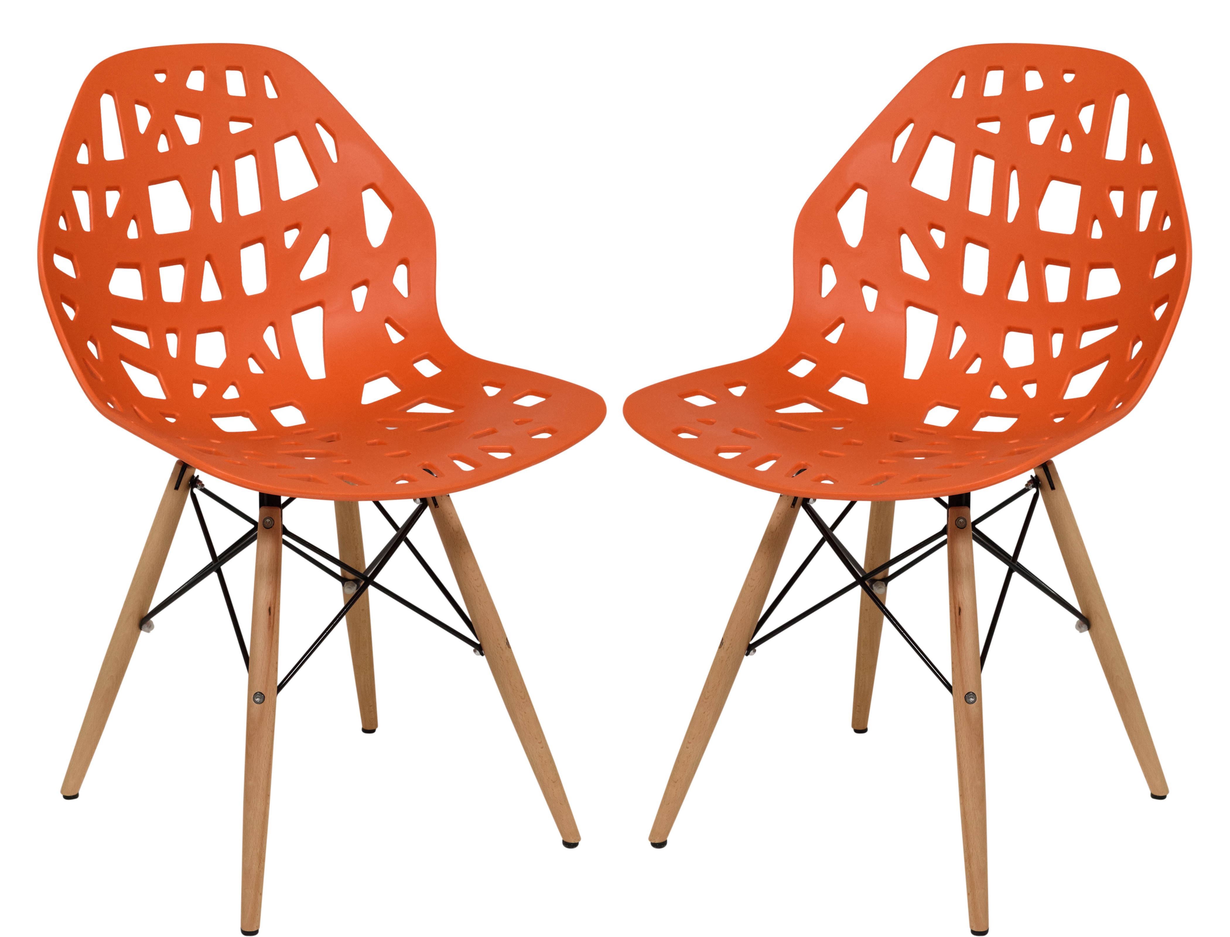 Design Edge Buronga 2  Orange Side Chairs with Wood Dowel Legs