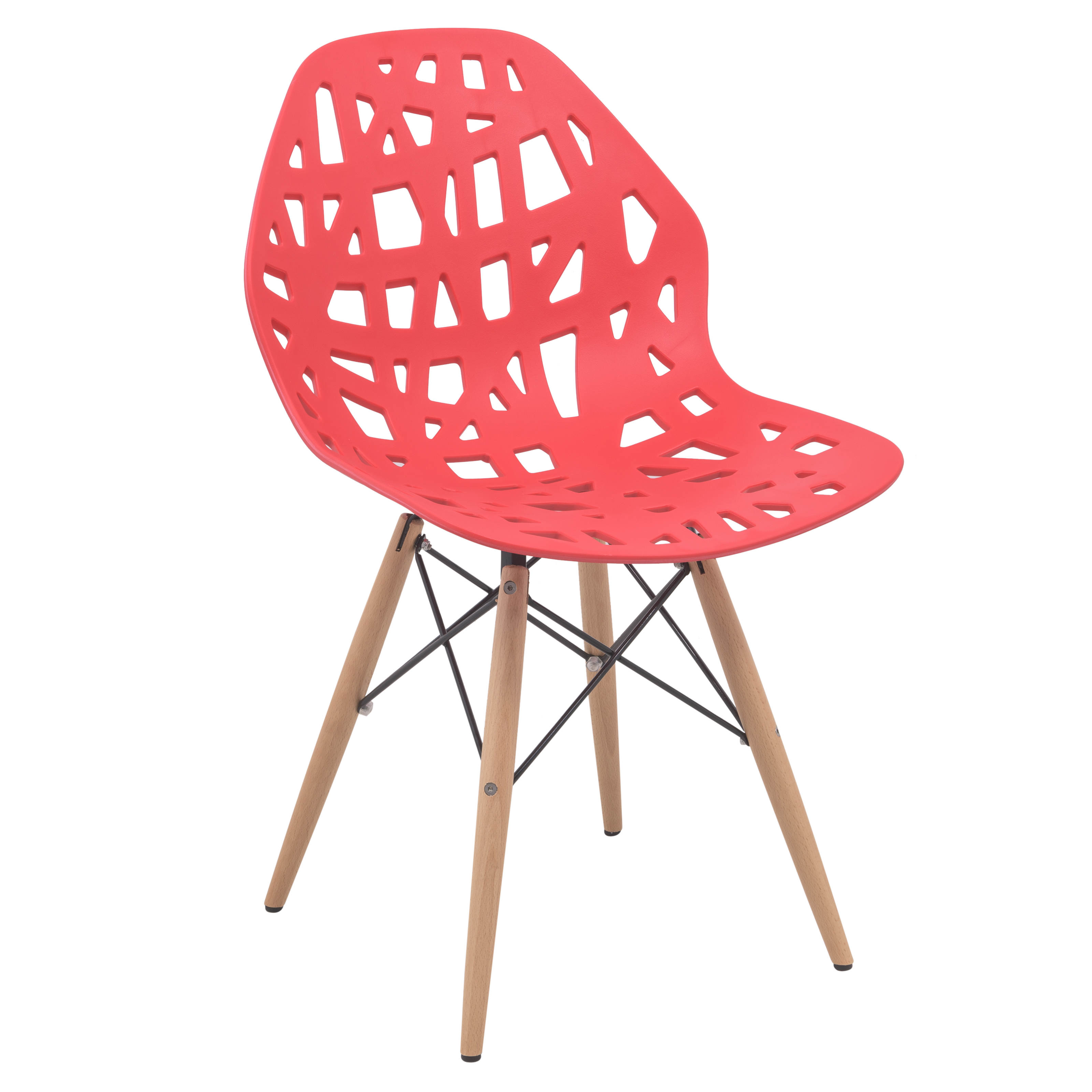 Design Edge Buronga  Wood Dowel Legs Red Side Chair