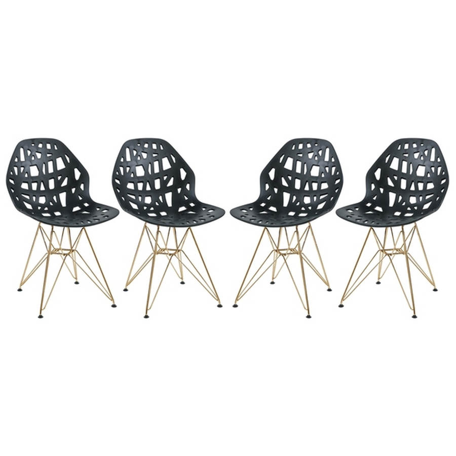 Design Edge Buronga 4  Black Gold Legs Side Chairs
