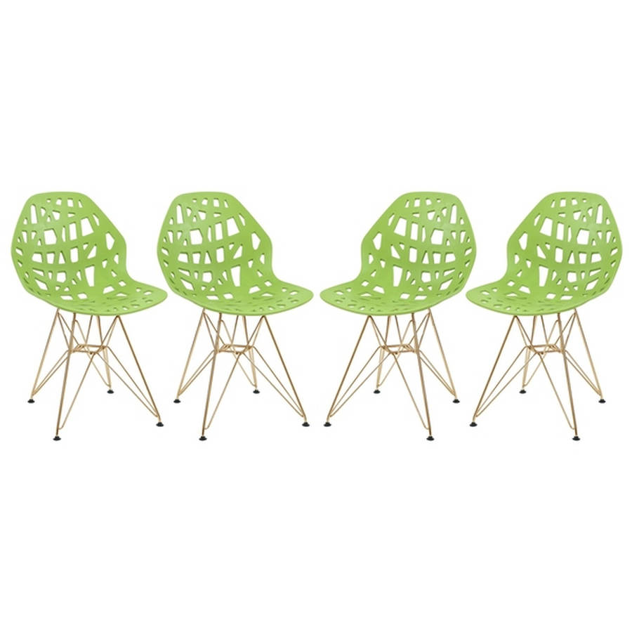 Design Edge Buronga 4  Green Gold Legs Side Chairs