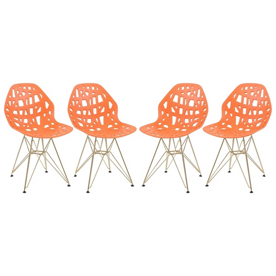 Design Edge Buronga 4  Orange Gold Legs Side Chairs