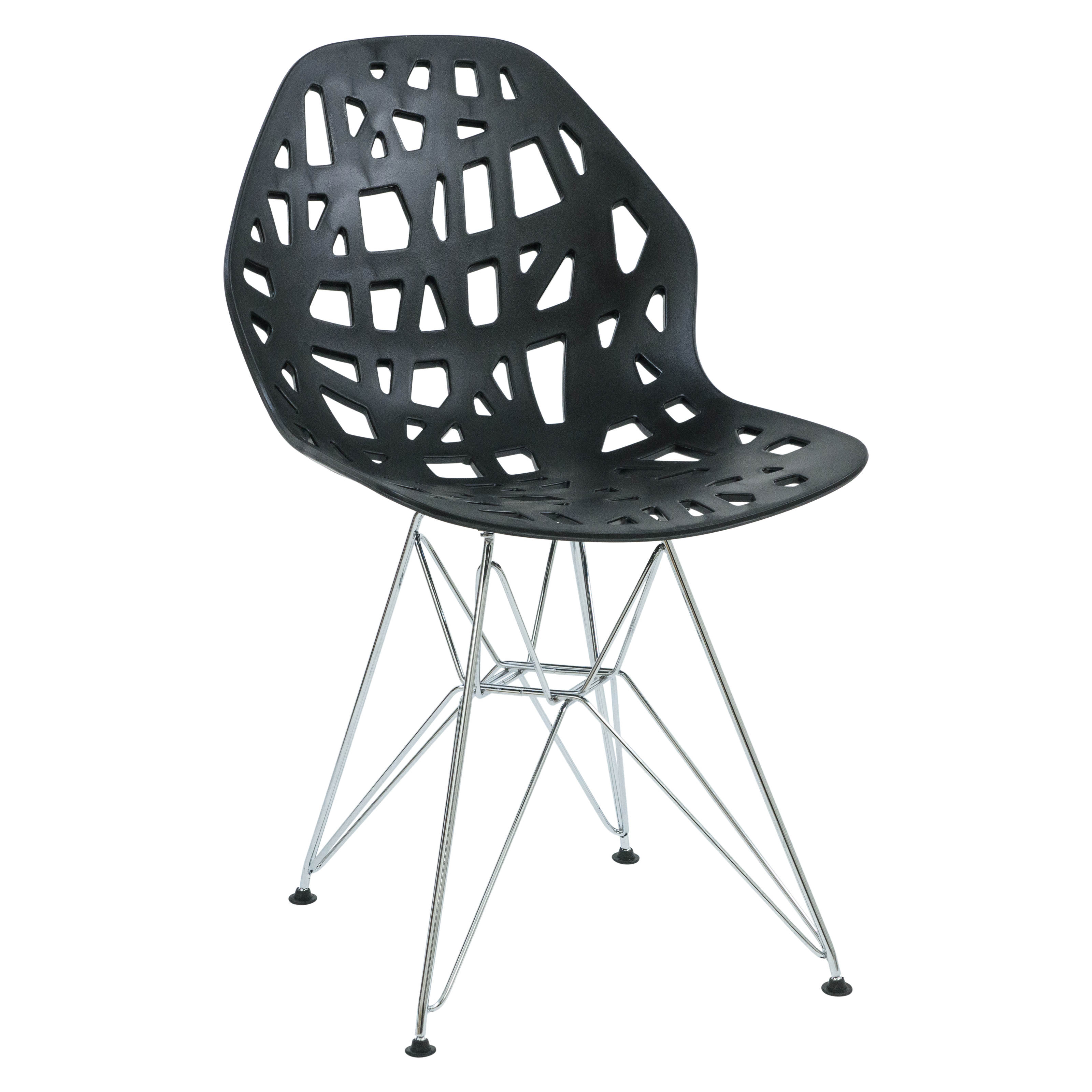 Design Edge Buronga  Black Side Chair with Chrome Legs