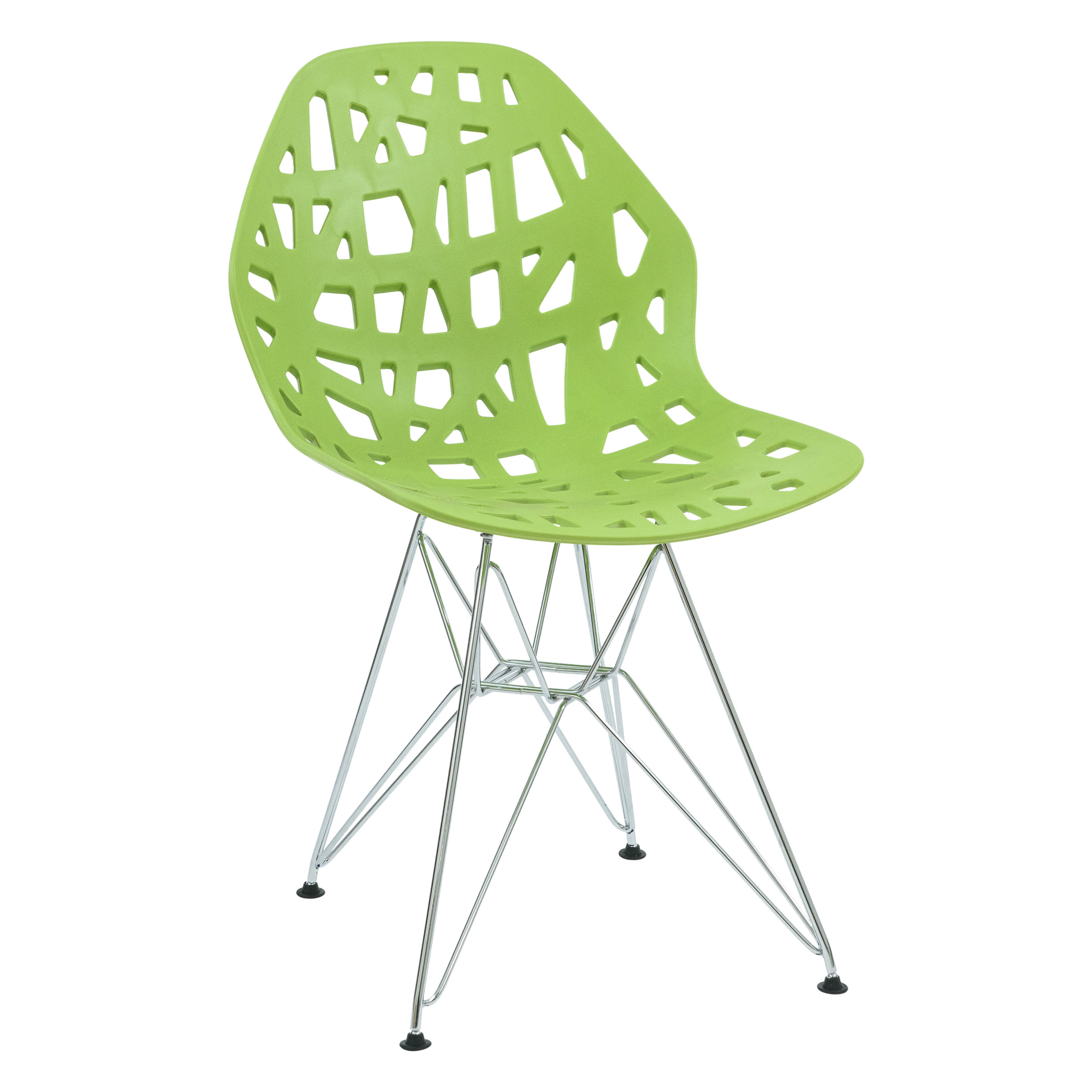 Design Edge Buronga  Green Side Chair with Chrome Legs