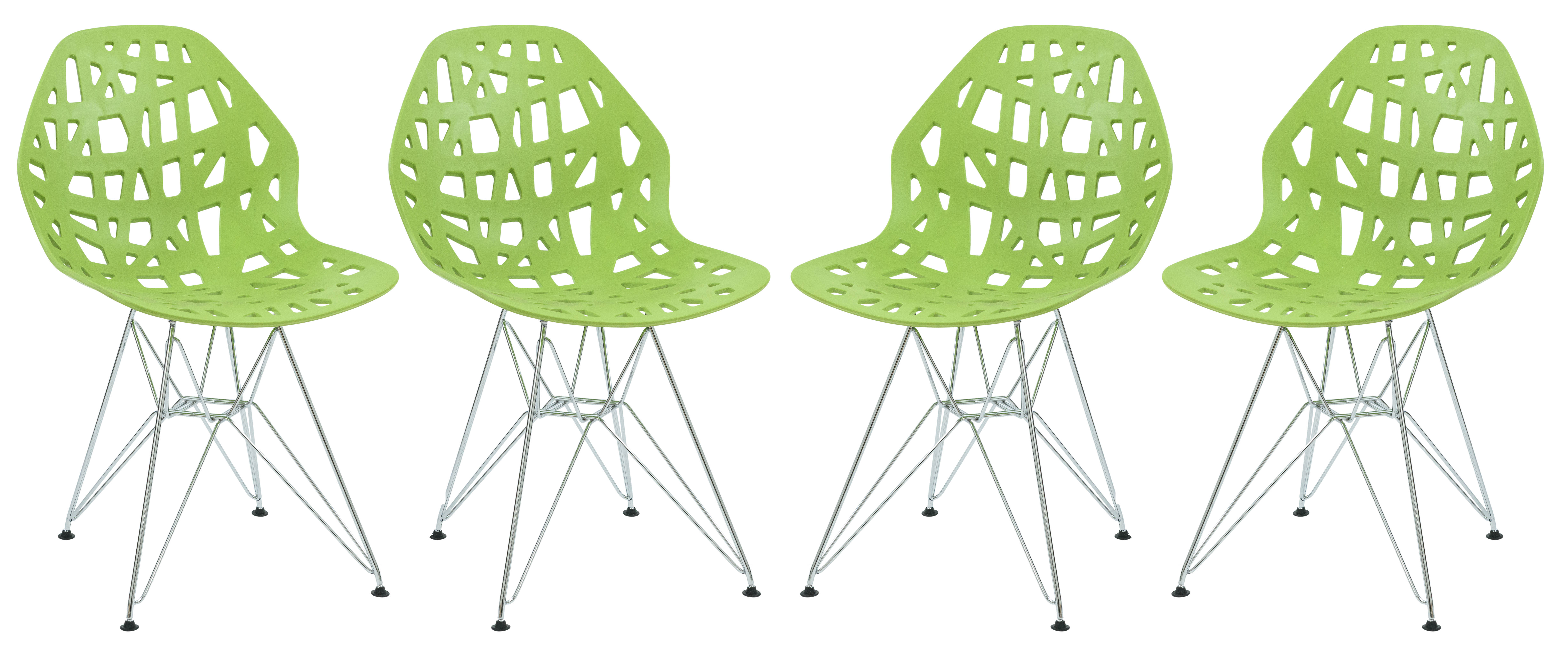 Design Edge Buronga 4  Green Chrome Legs Side Chairs