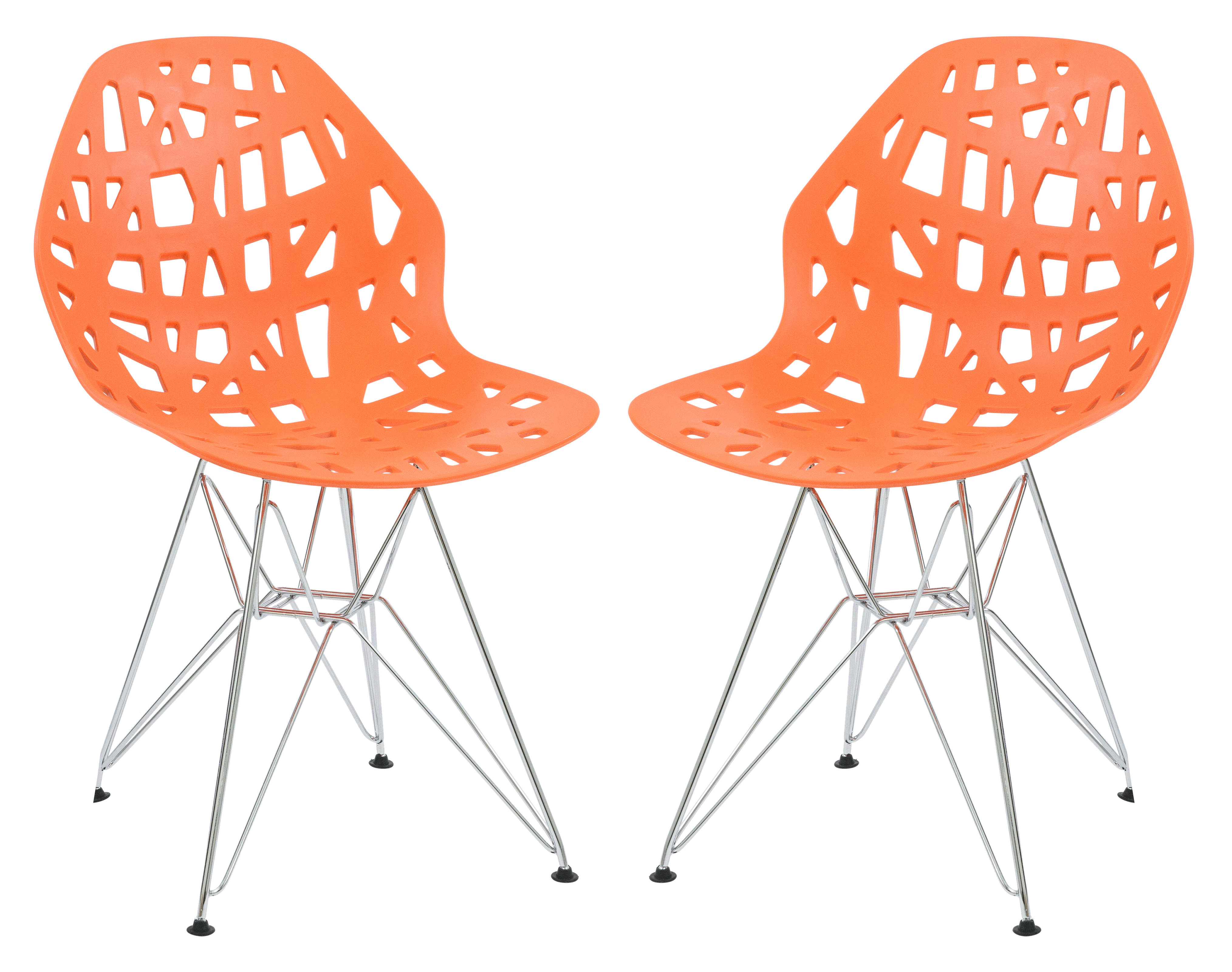 Design Edge Buronga 2  Orange Chrome Legs Side Chairs