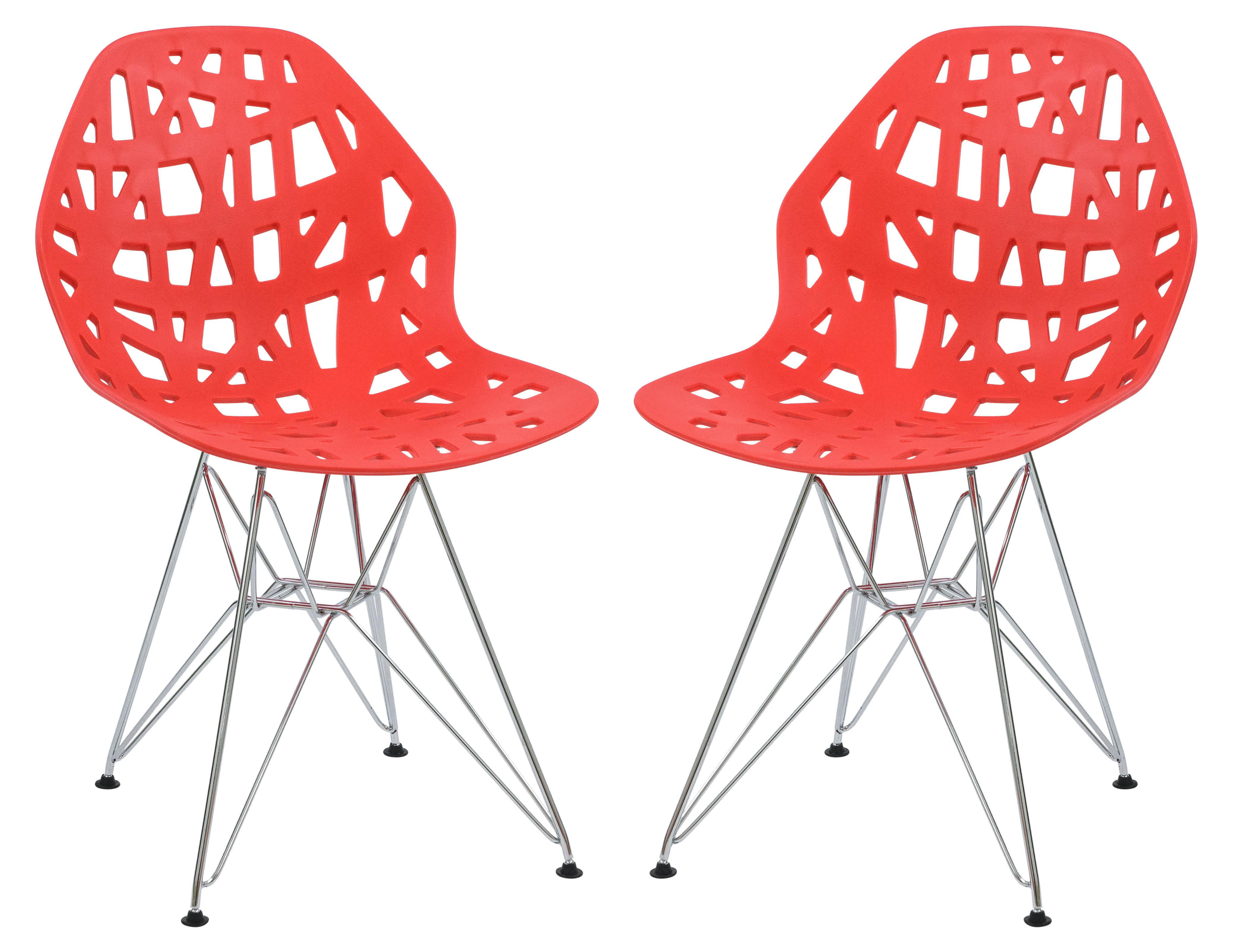 Design Edge Buronga 2  Red Chrome Legs Side Chairs
