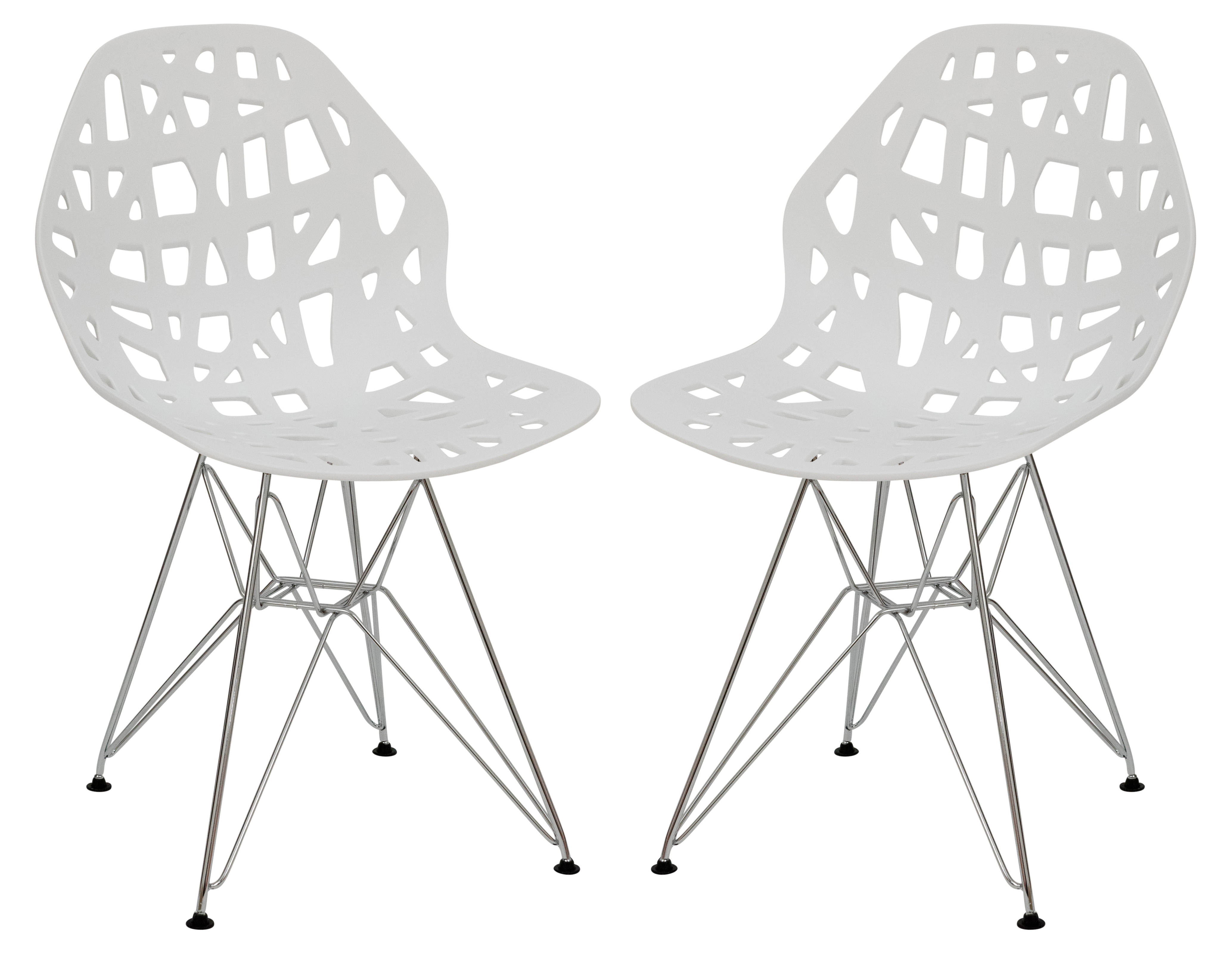 Design Edge Buronga 2  White Chrome Legs Side Chairs