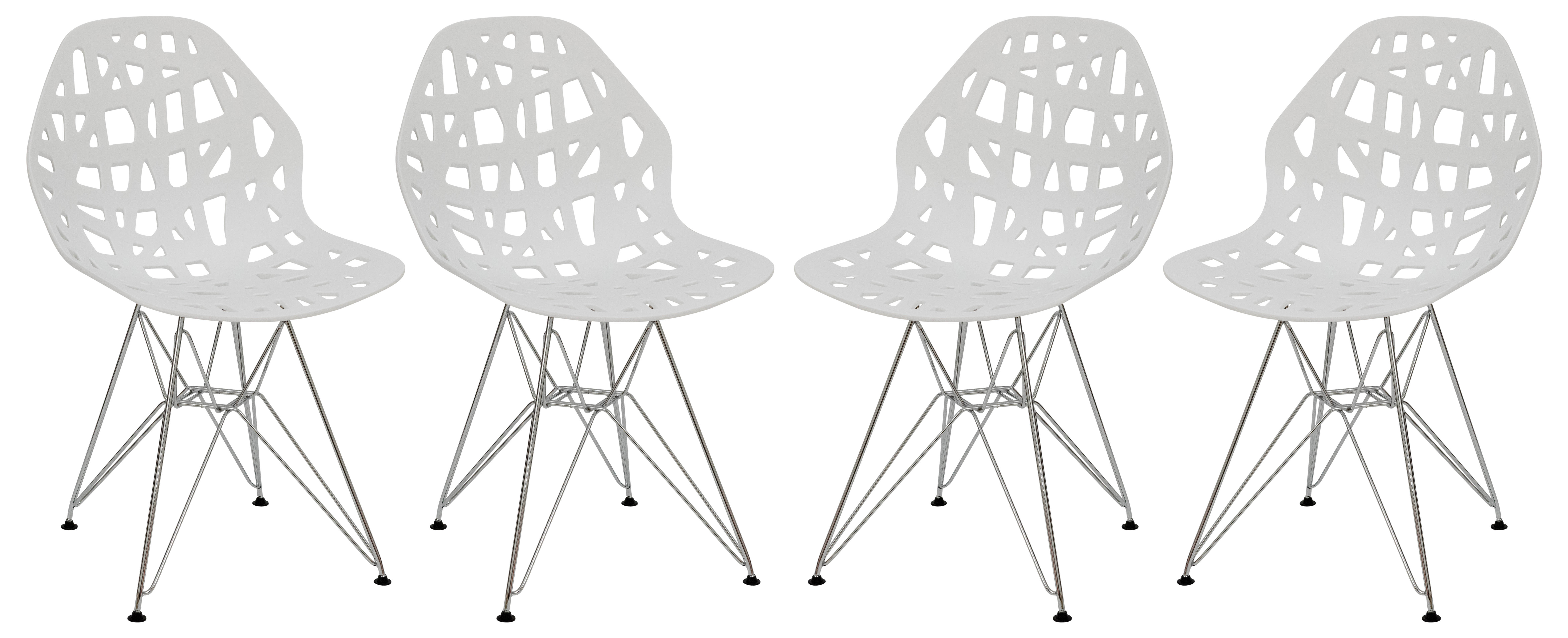 Design Edge Buronga 4  White Chrome Legs Side Chairs