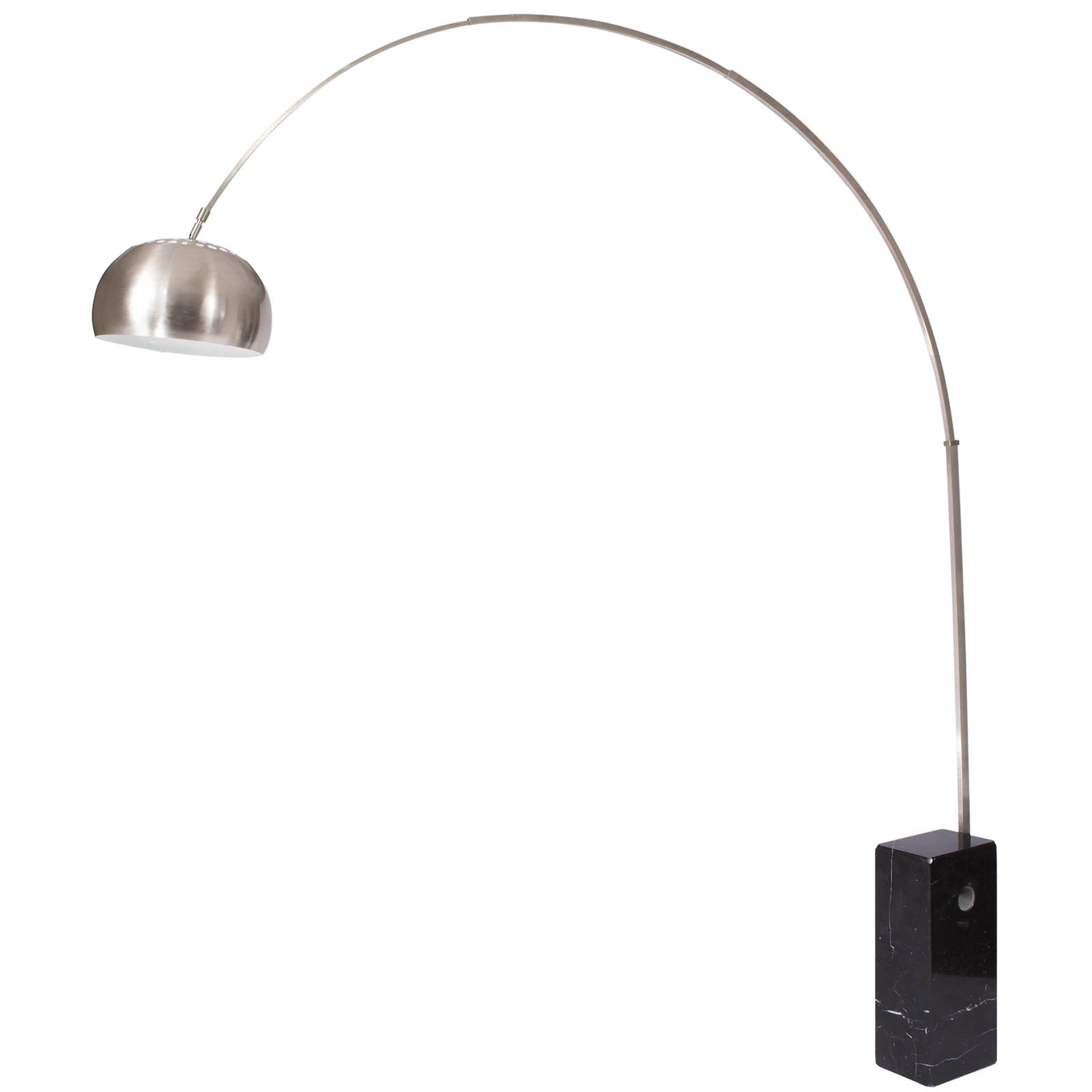 LeisureMod Arco Black Marble Cube Base Lamp