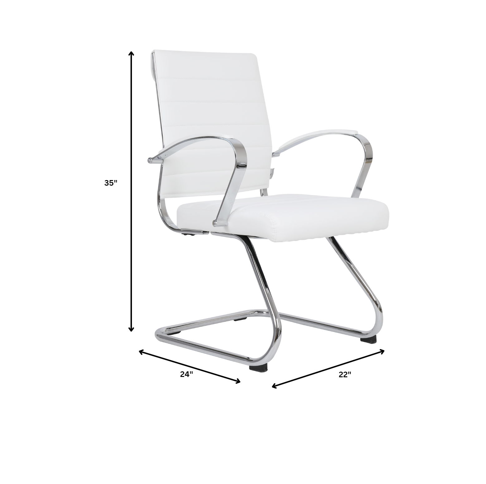 LeisureMod Benmar White Home Leather Guest Office Chair
