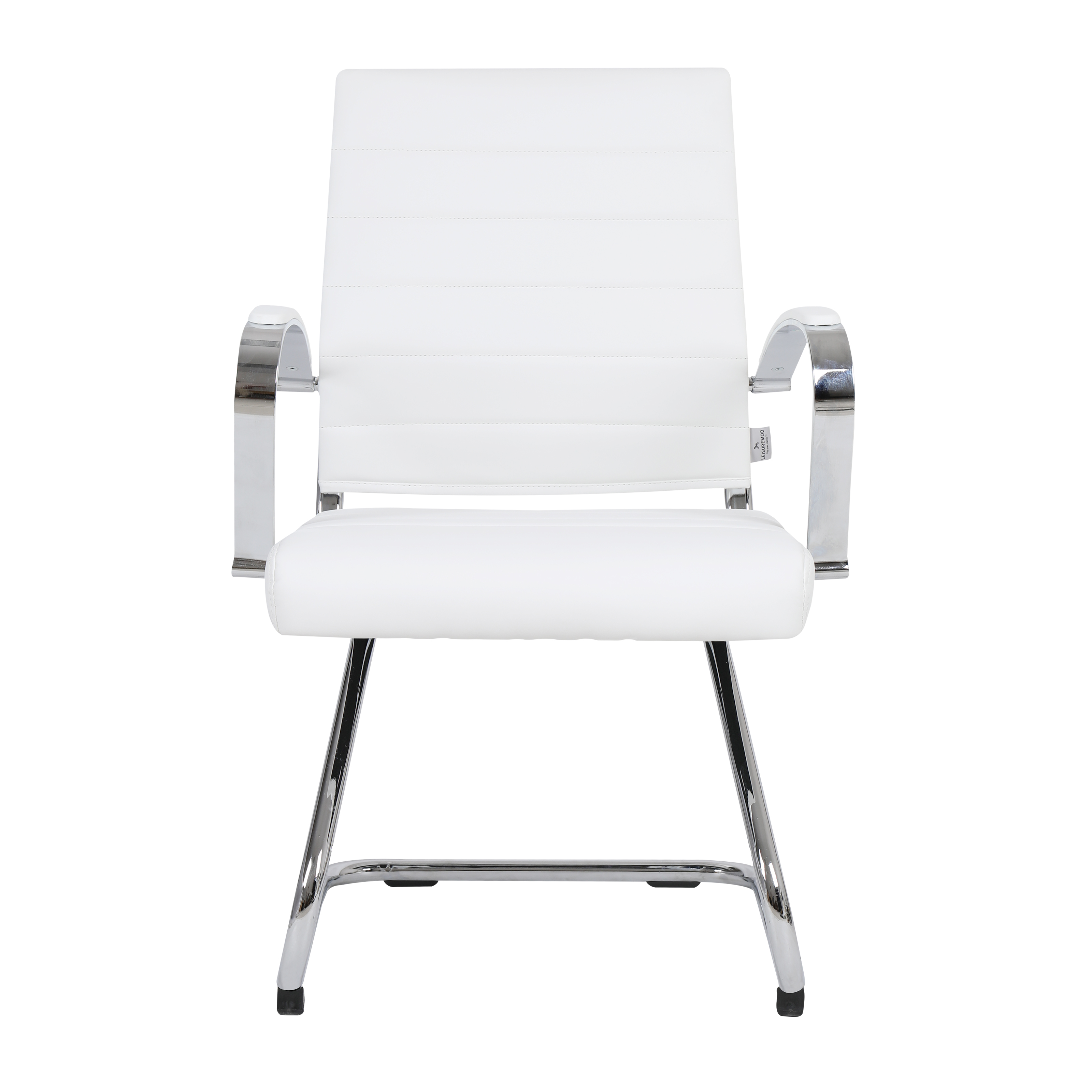 LeisureMod Benmar White Home Leather Guest Office Chair