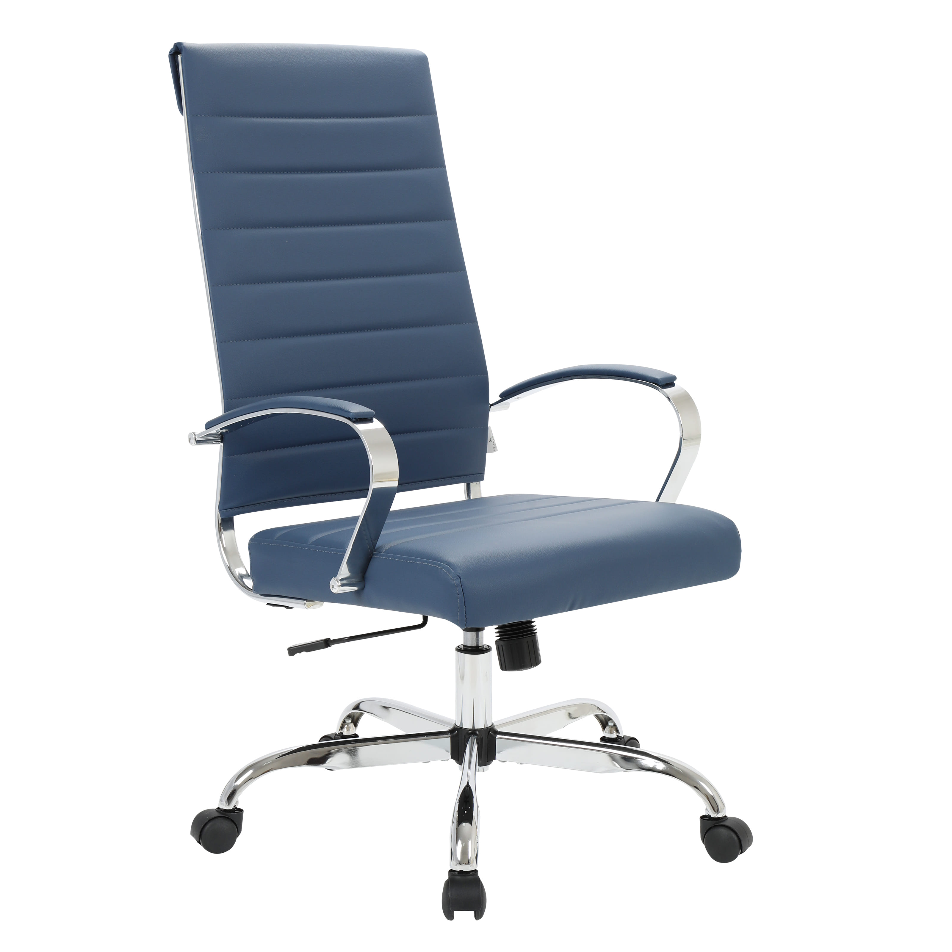 LeisureMod Benmar Navy Blue Leather High Back Office Chair