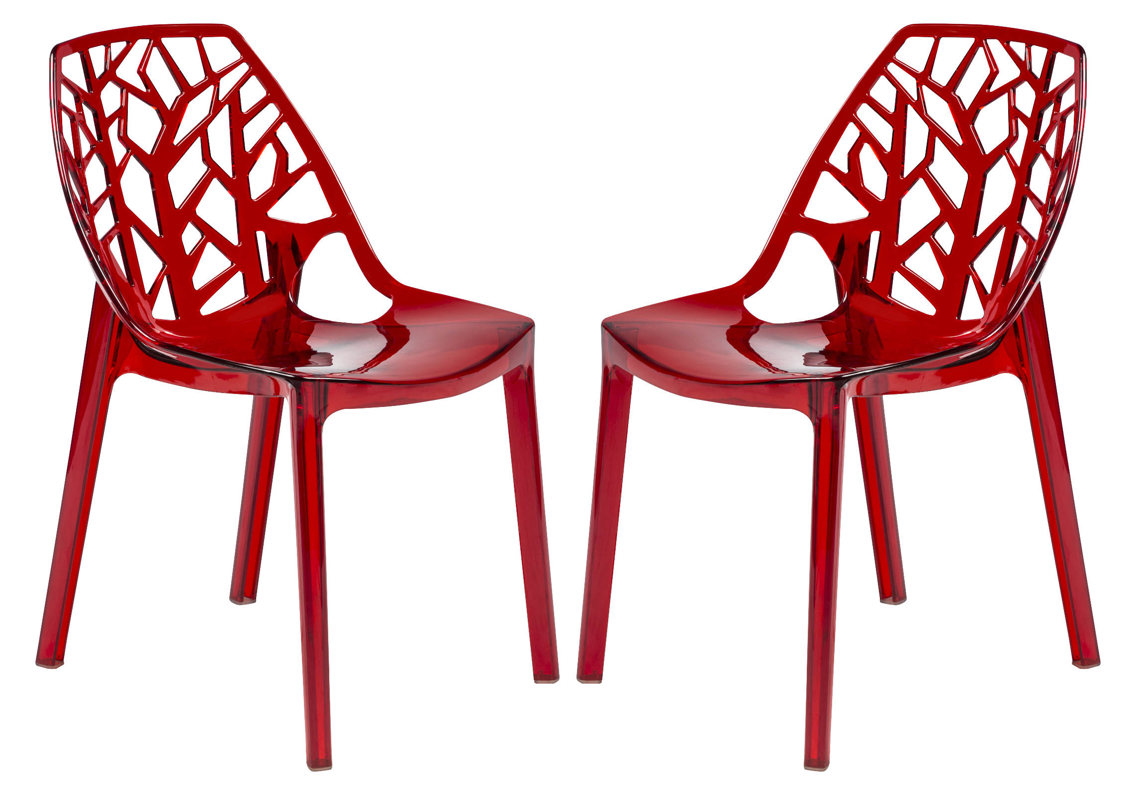 Design Edge Dapto 2  Transparent Red Dining Chairs
