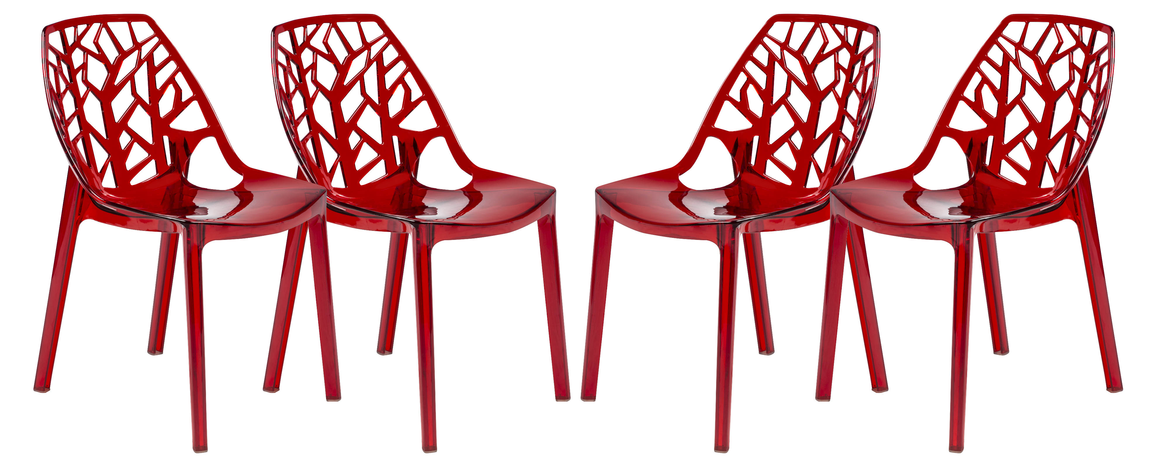 Design Edge Dapto 4  Transparent Red Dining Chairs