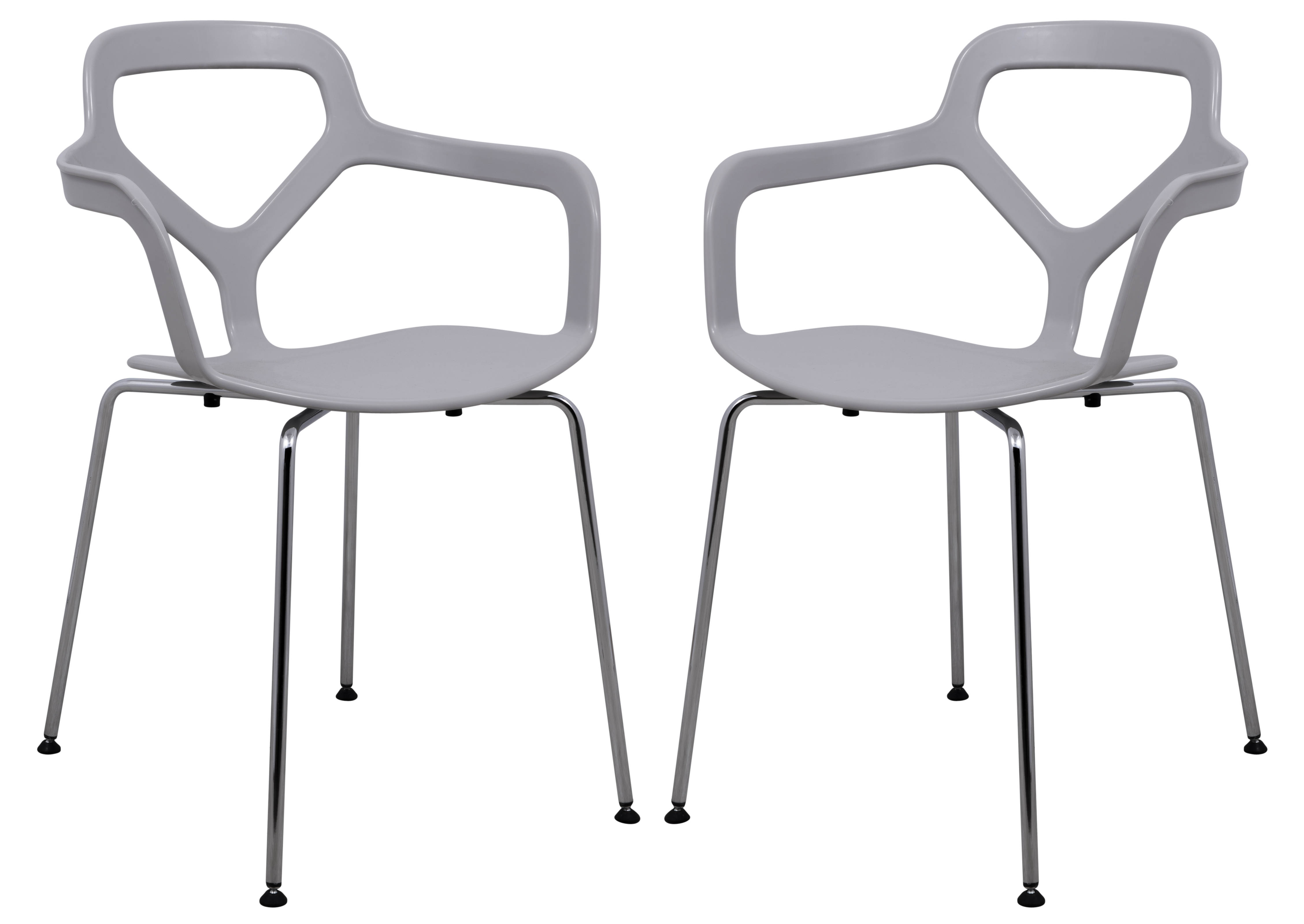 Design Edge Cooranbong 2  Light Grey Chrome Legs Arm Chairs