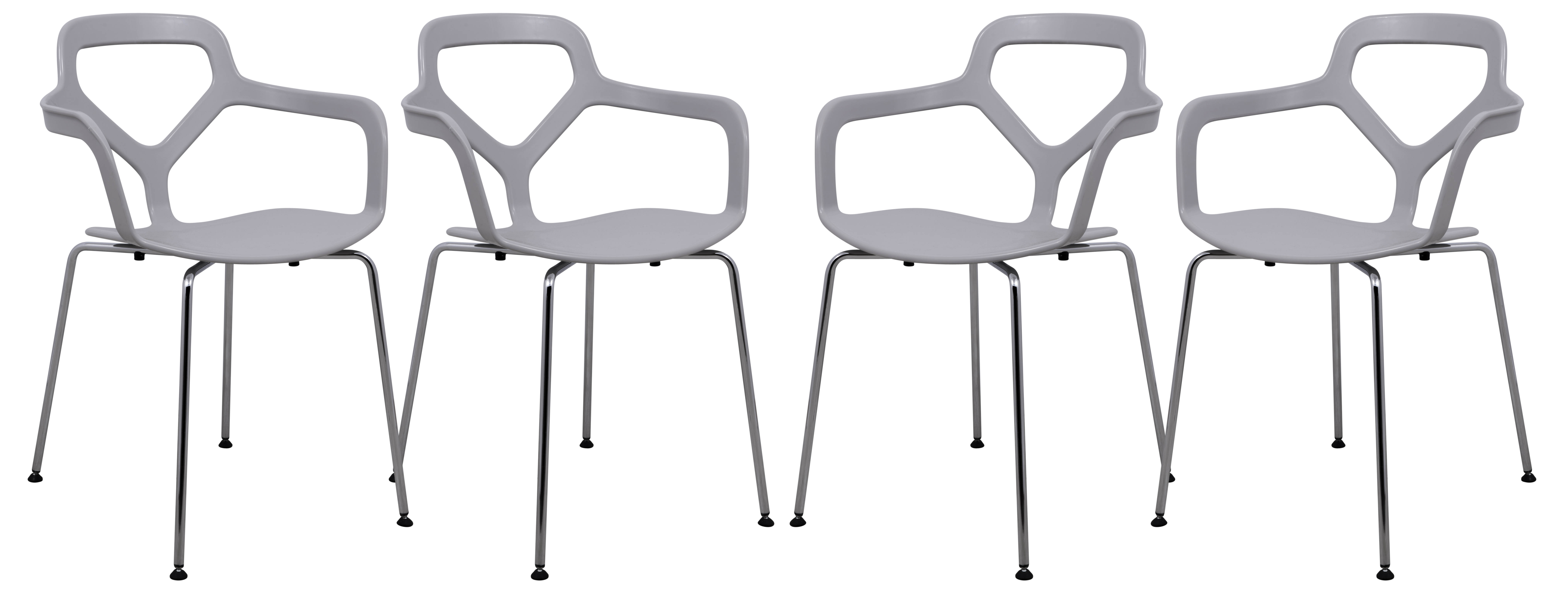 Design Edge Cooranbong 4  Light Grey Chrome Legs Arm Chairs