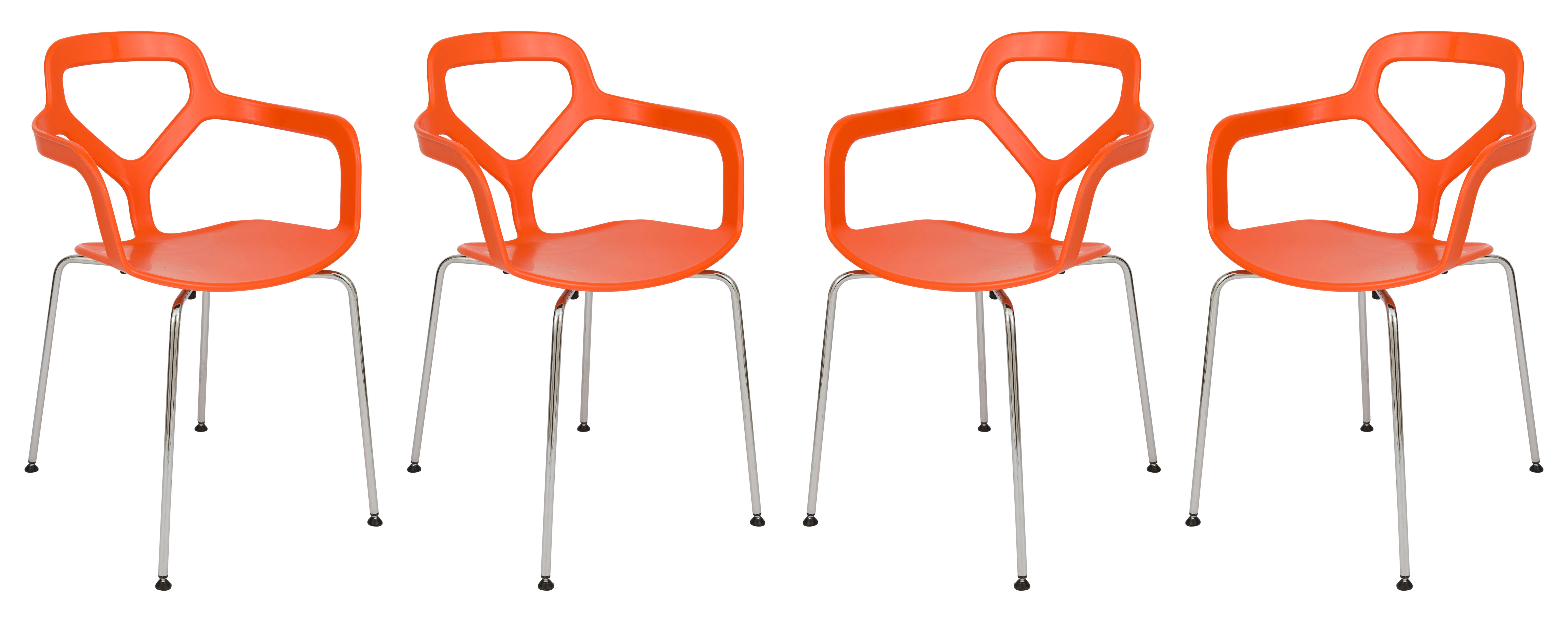 Design Edge Cooranbong 4  Orange Chrome Legs Arm Chairs