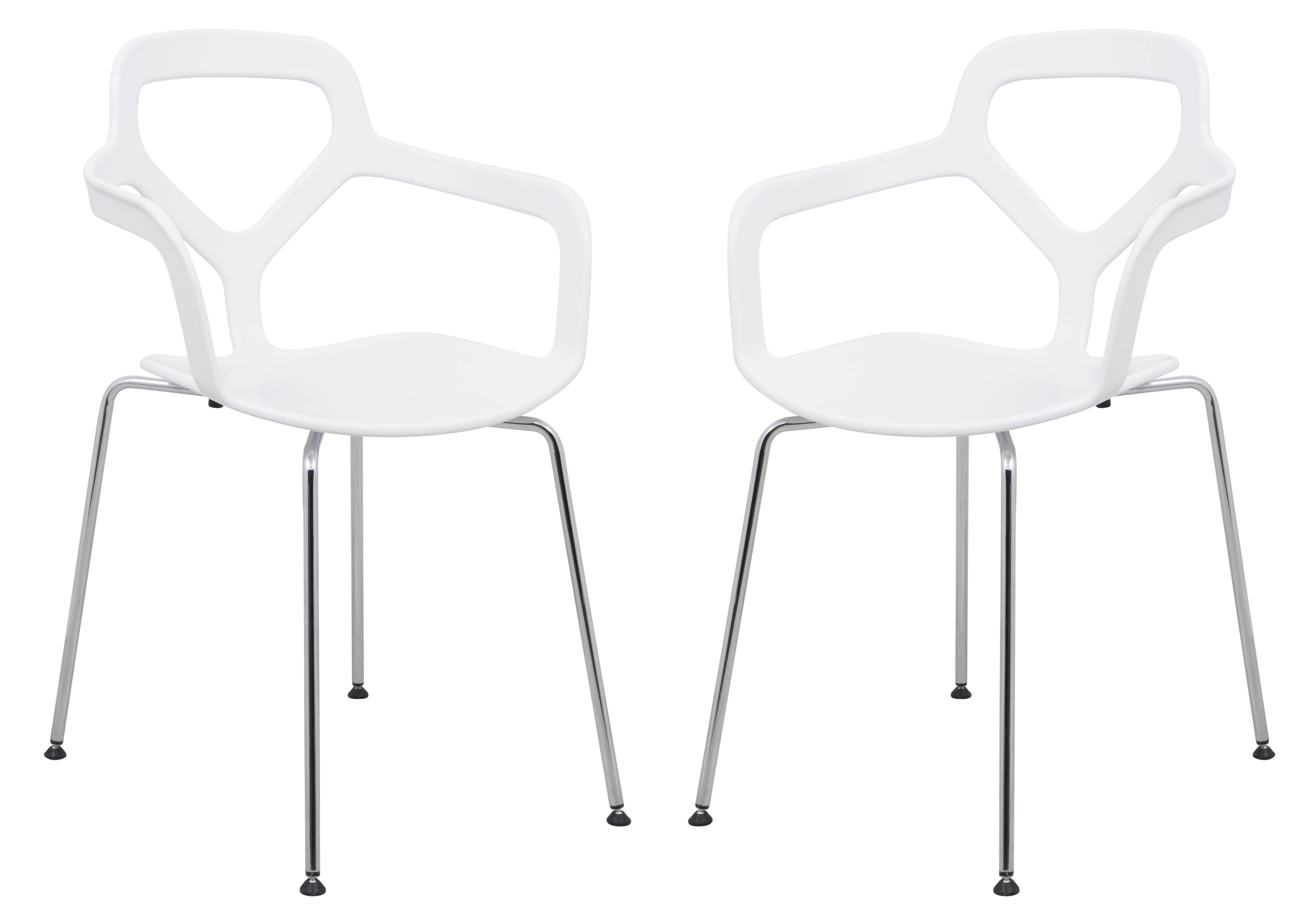 Design Edge Cooranbong 2  White Chrome Legs Arm Chairs