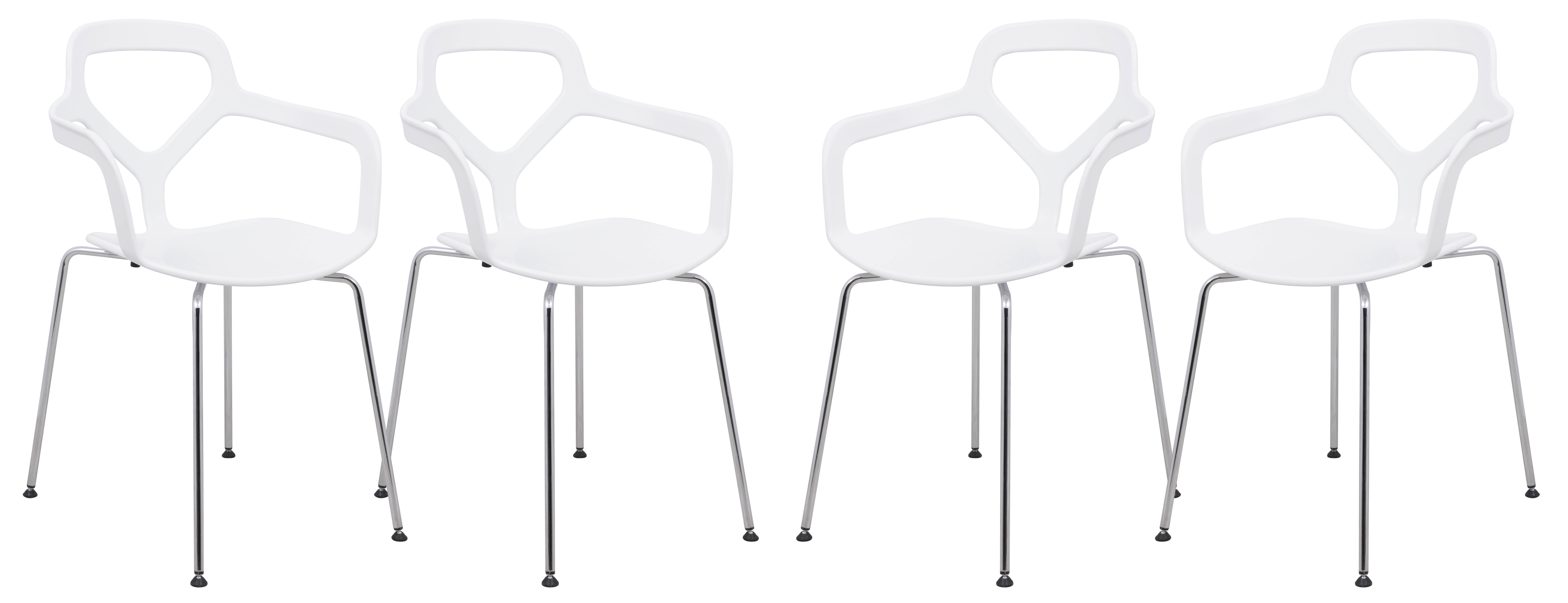 Design Edge Cooranbong 4  White Chrome Legs Arm Chairs