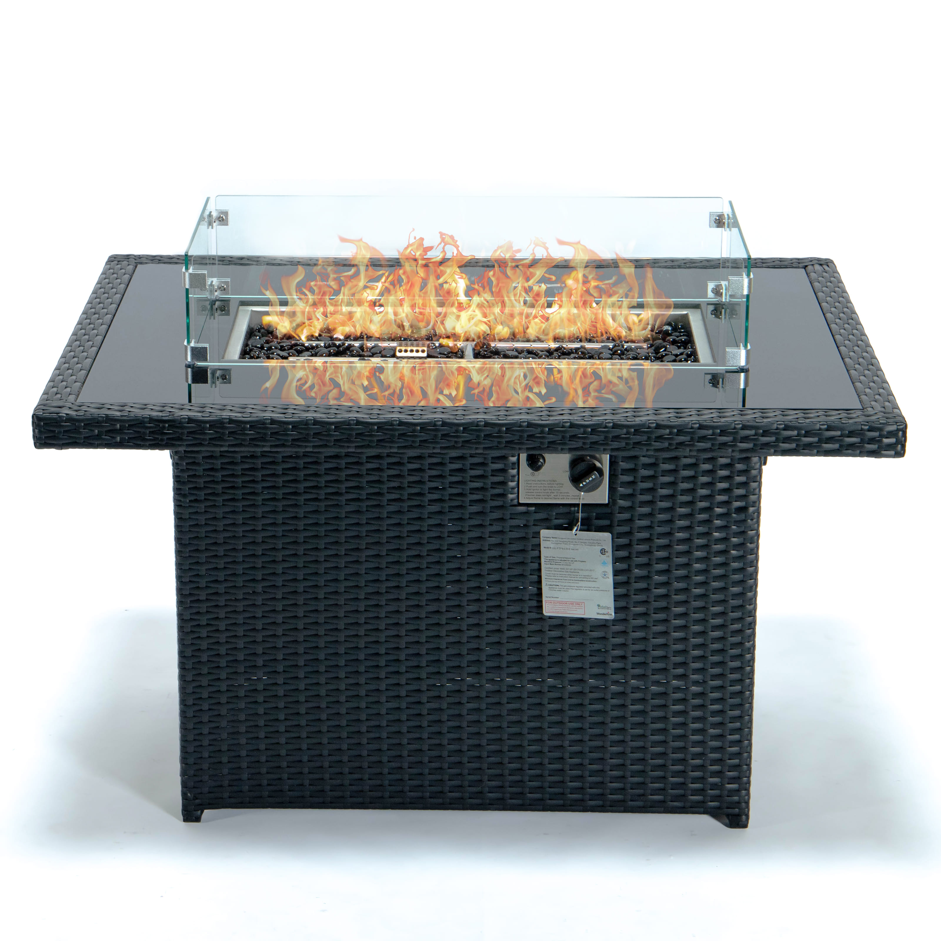 LeisureMod Mace Black Fire Pit Table