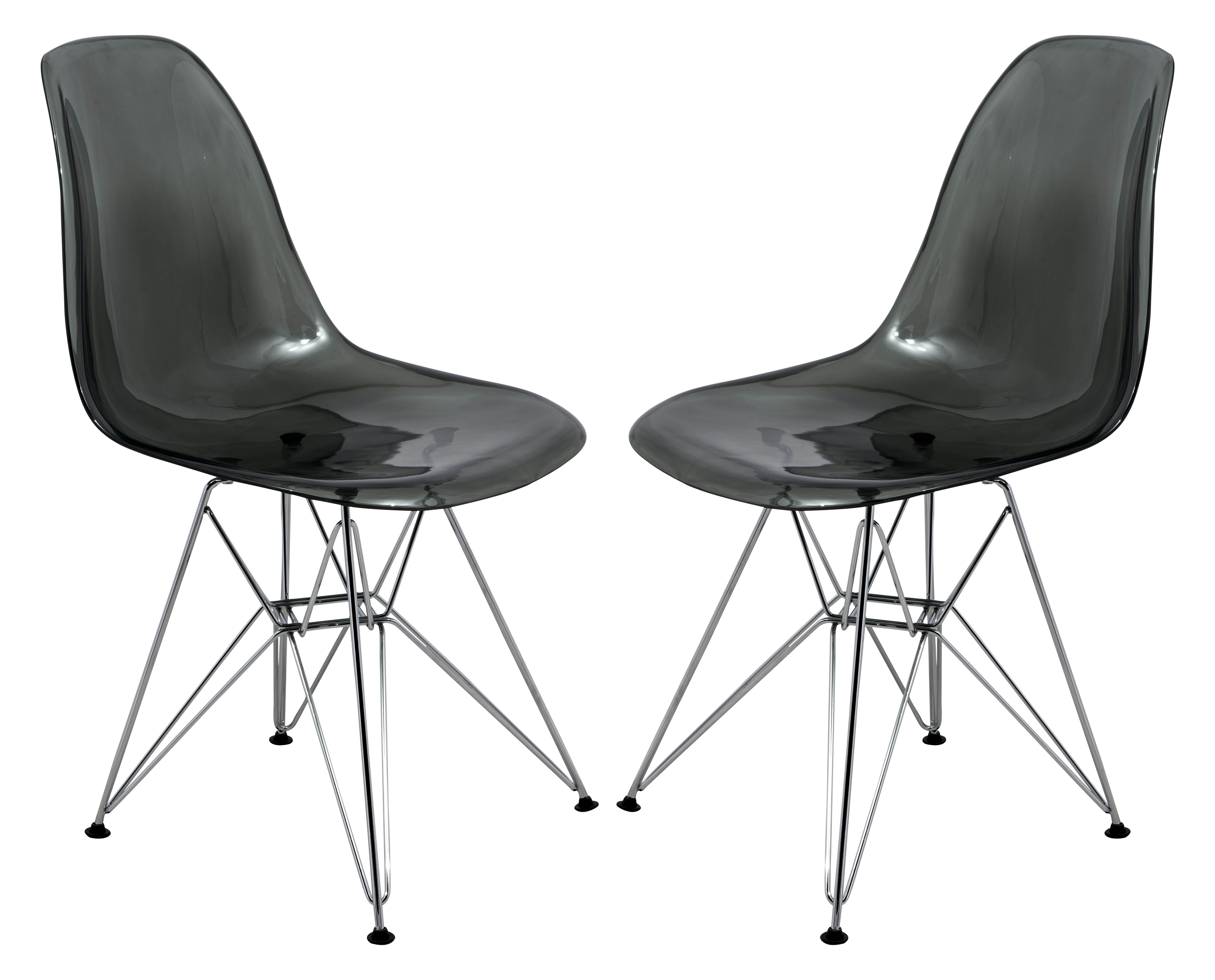 Design Edge Dareton 2  Transparent Black Molded Eiffel Side Chairs