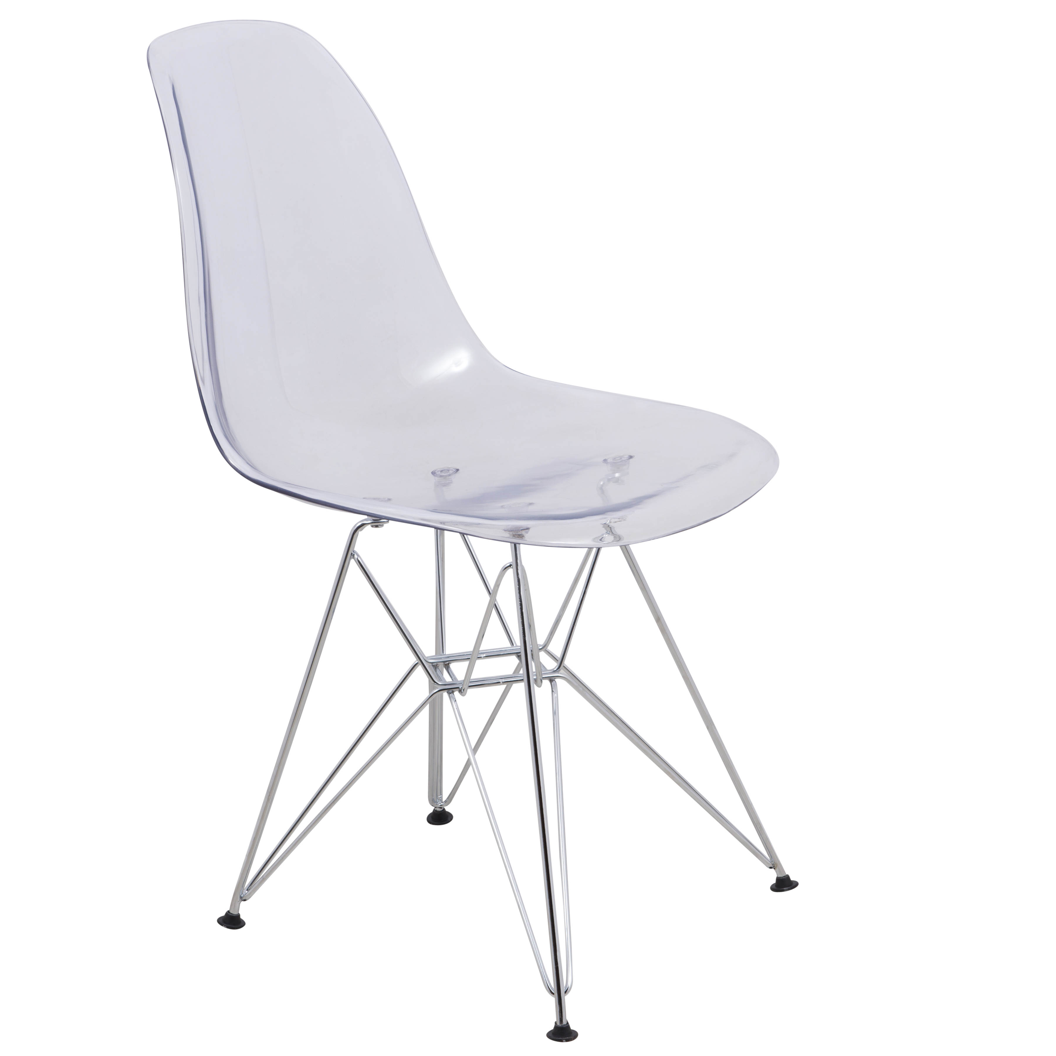 LeisureMod Cresco Clear Transparent Molded Eiffel Side Chair