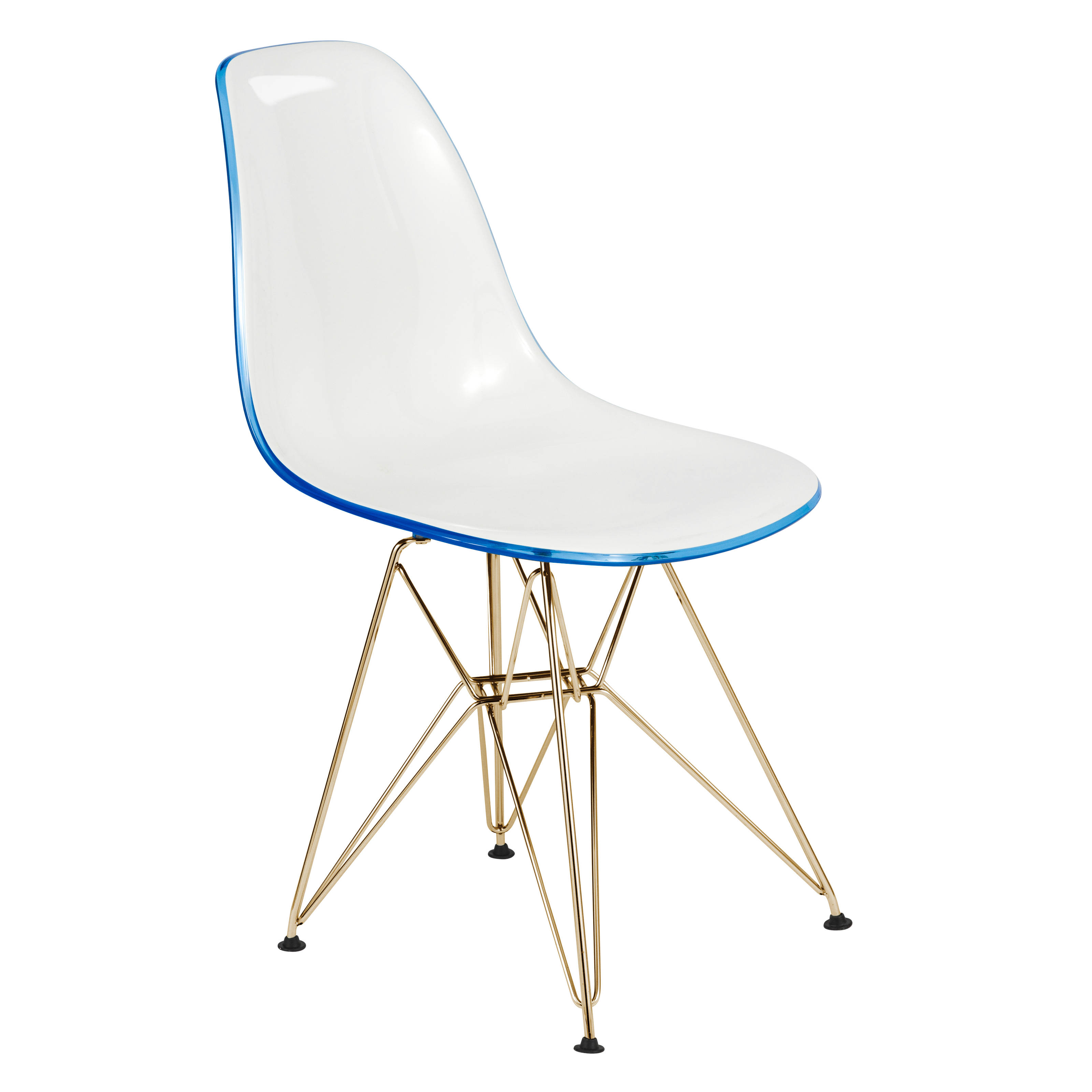 Design Edge Dareton  White Blue Molded Eiffel Side Chair