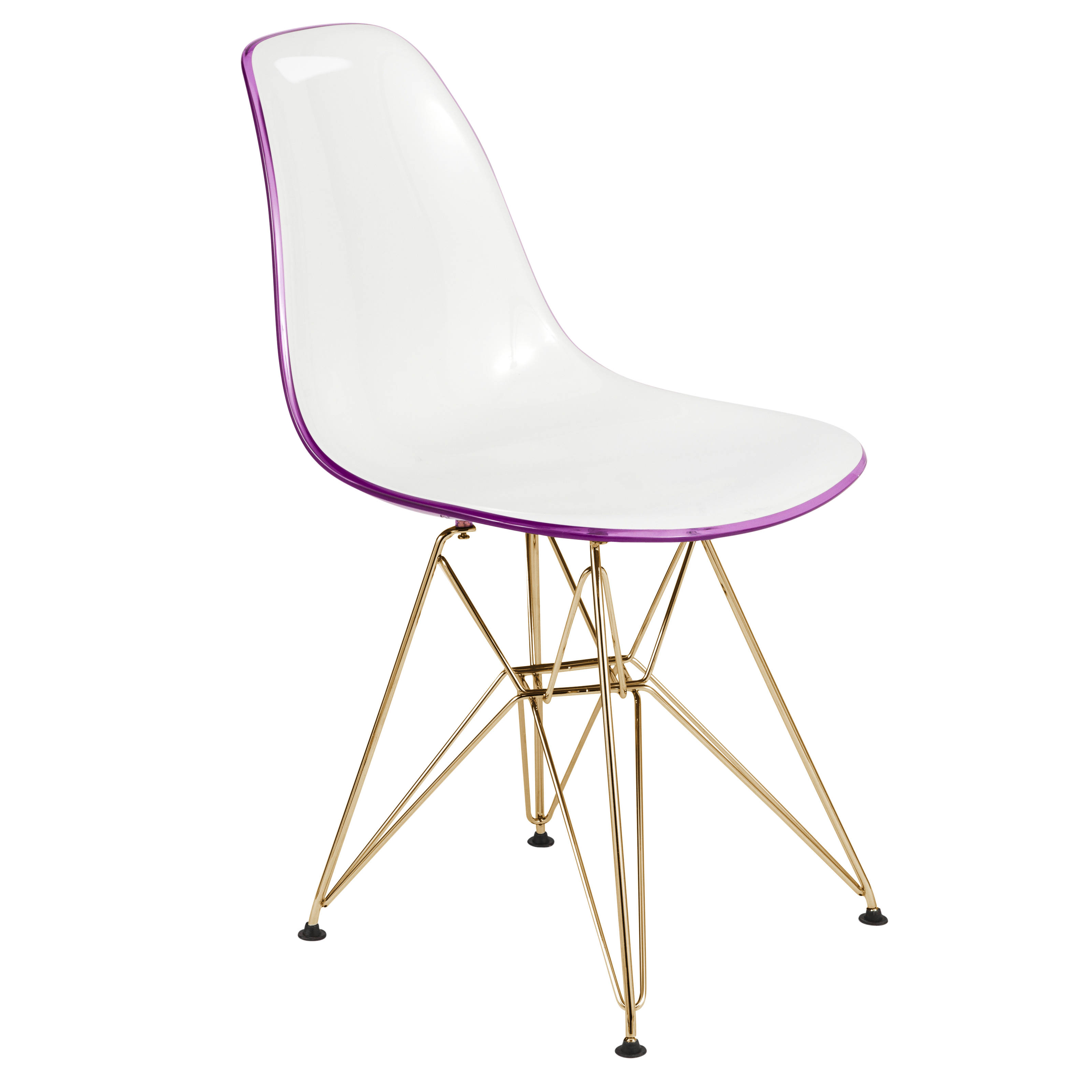 Design Edge Dareton  White Purple Molded Eiffel Side Chair