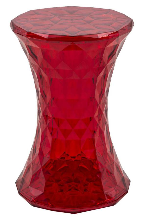 LeisureMod Clio Transparent Red Polycarbonate Side Table