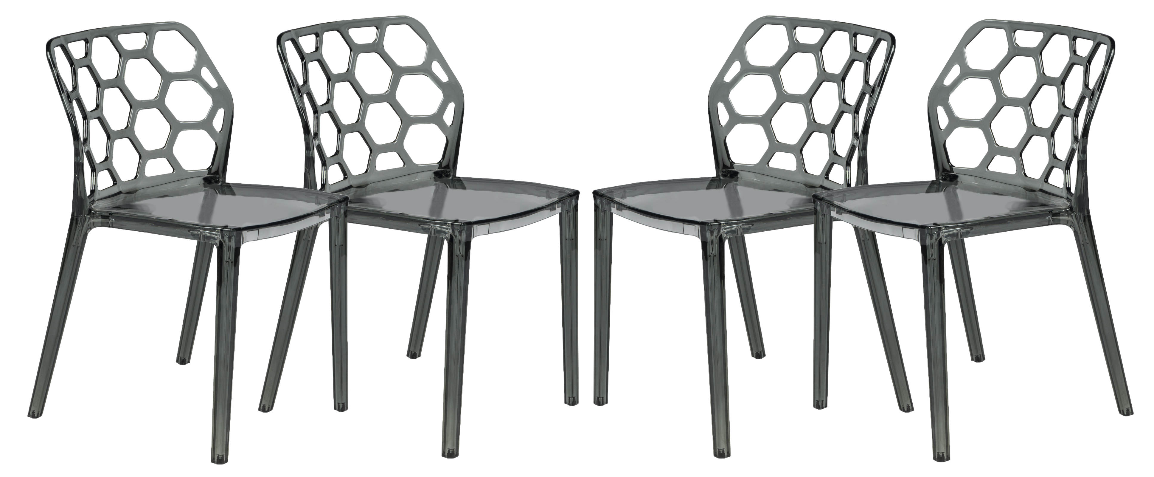 Design Edge Denman 4  Transparent Black Dining Chairs