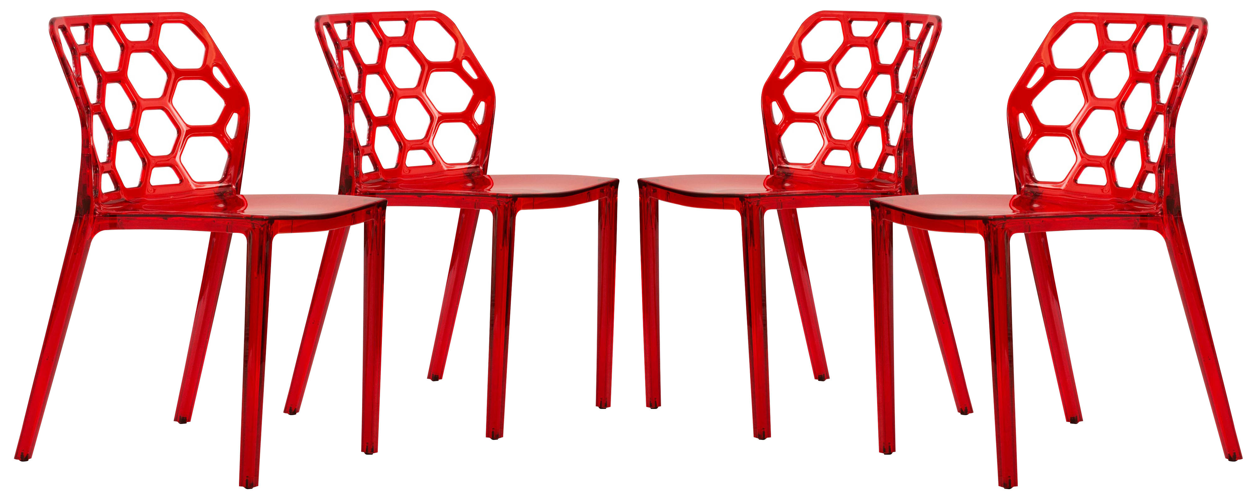 Design Edge Denman 4  Transparent Red Dining Chairs