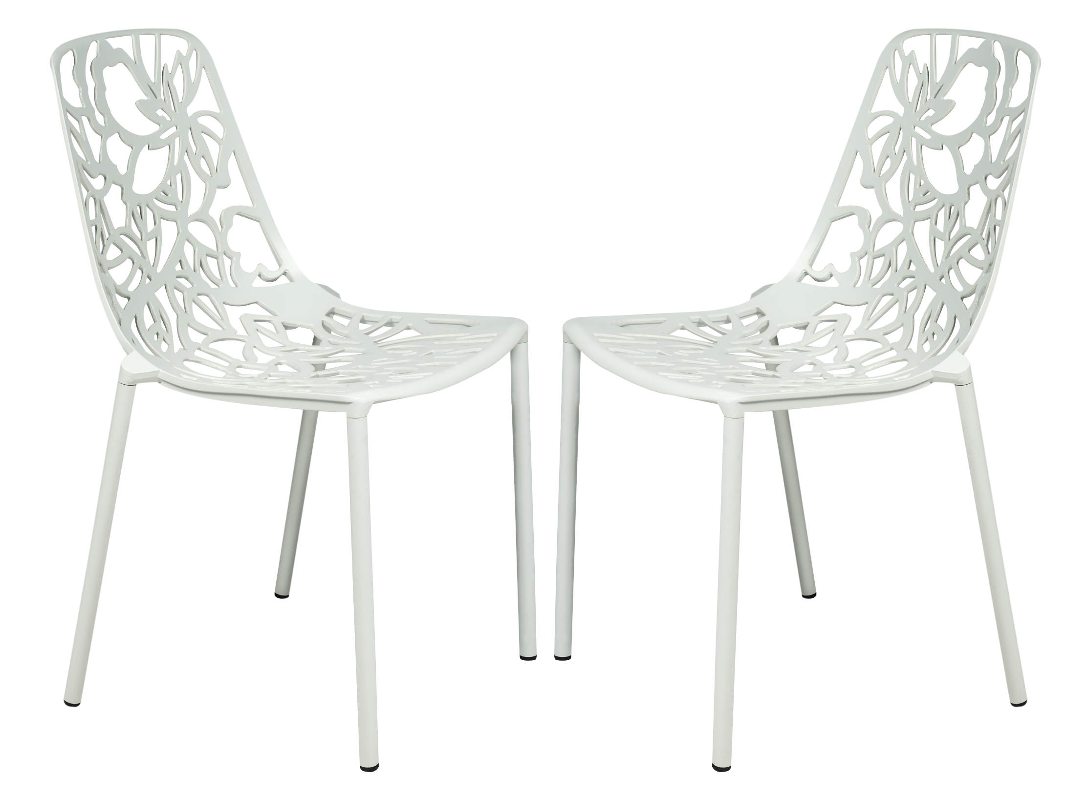 Design Edge Delungra 2  White Aluminum Armless Chairs