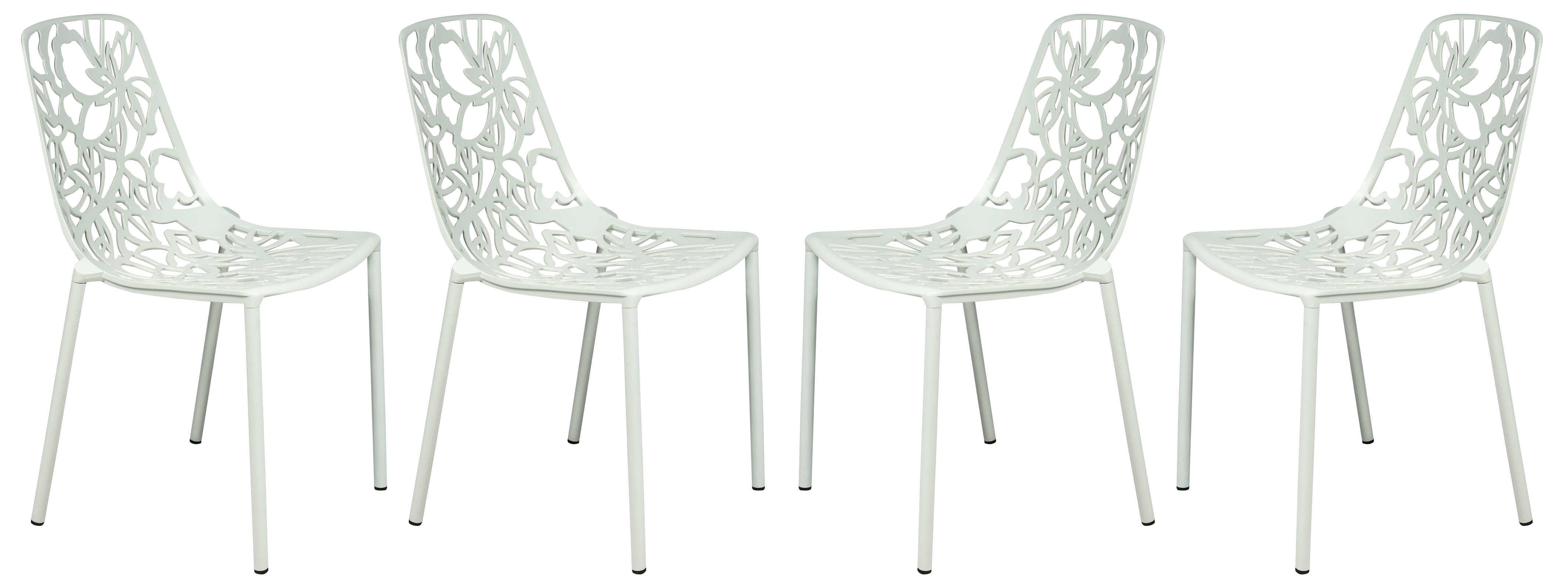 Design Edge Delungra 4  White Aluminum Armless Chairs