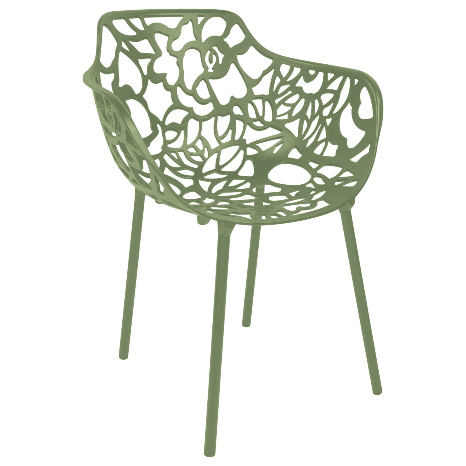 LeisureMod Devon Khaki Green Aluminum Arm Chair
