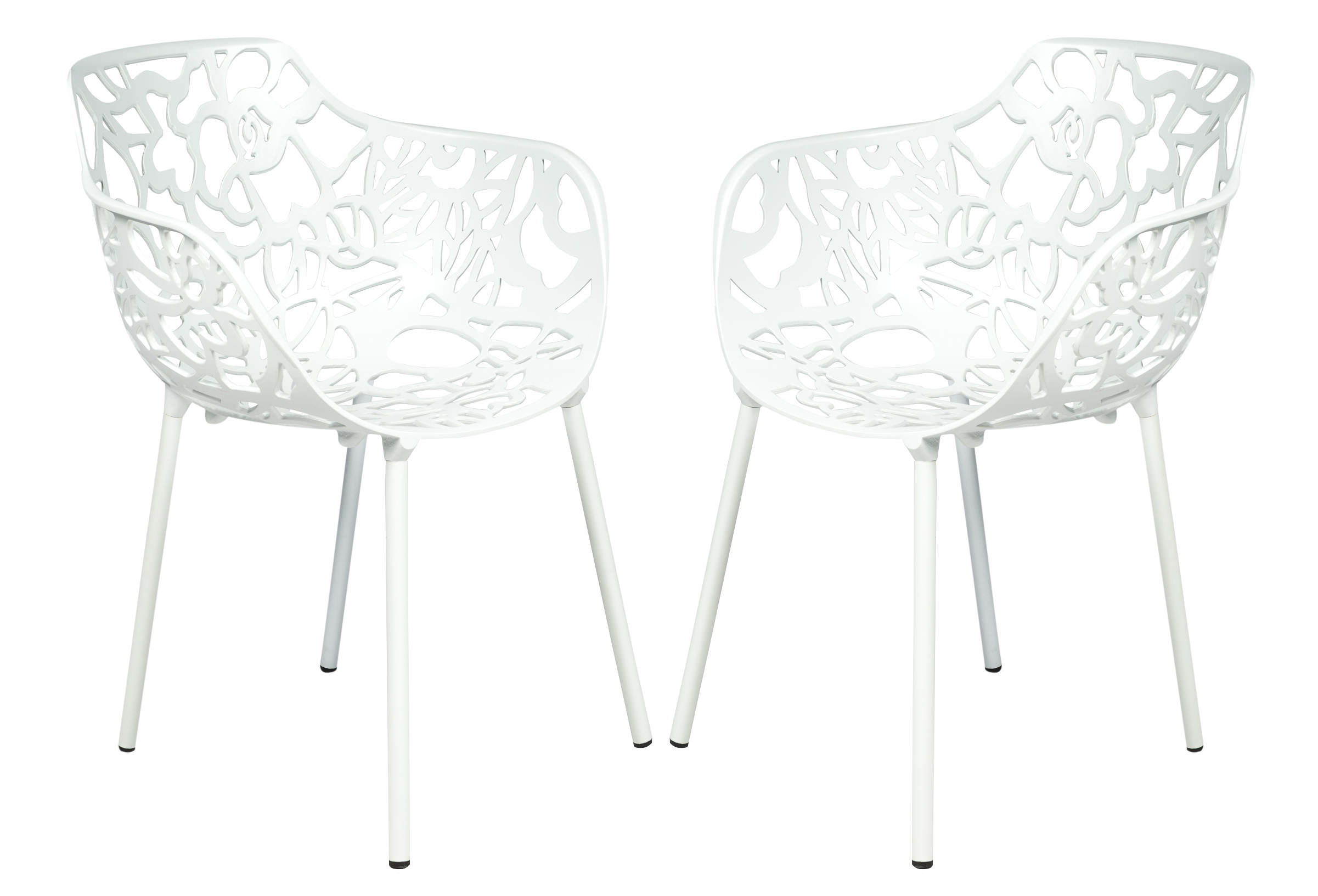 Design Edge Delungra 2  White Aluminum Arm Chairs