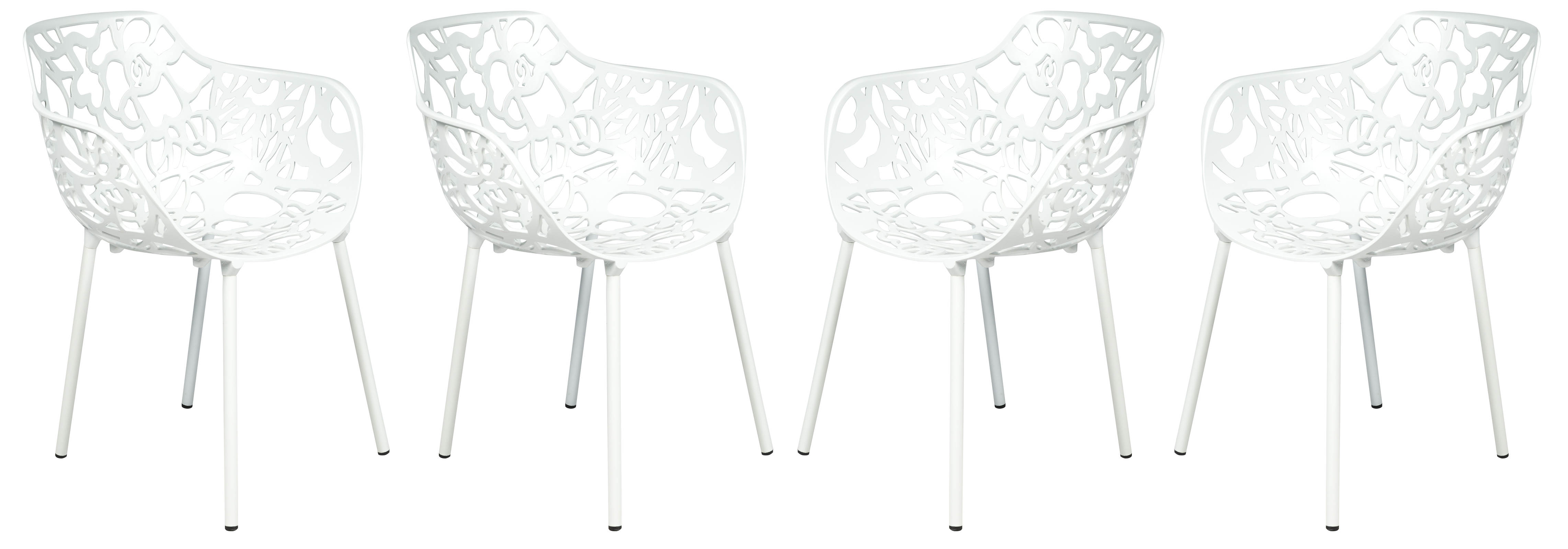 Design Edge Delungra 4  White Aluminum Arm Chairs