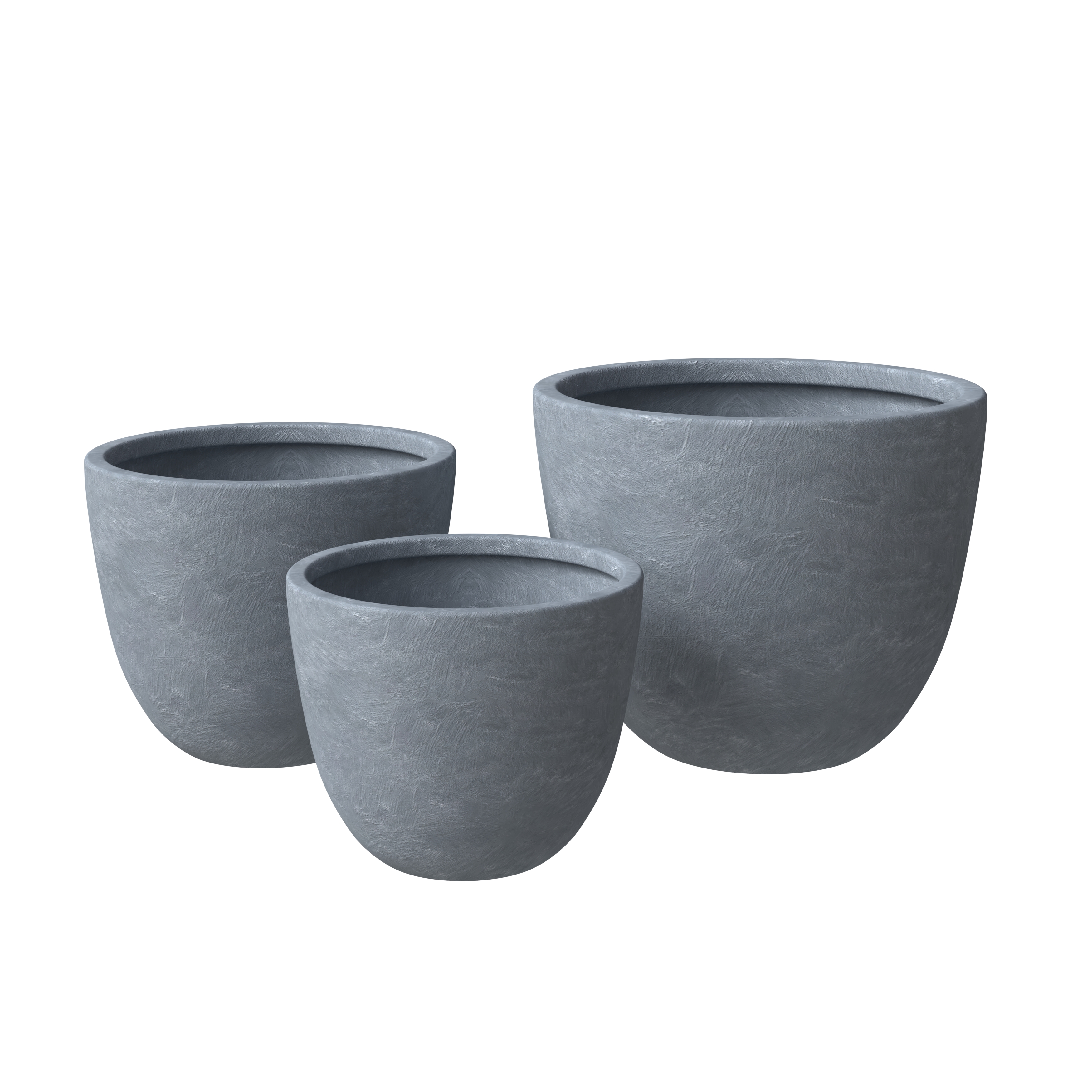 LeisureMod Dahlia Aged Concrete Poly Stone Planter Set