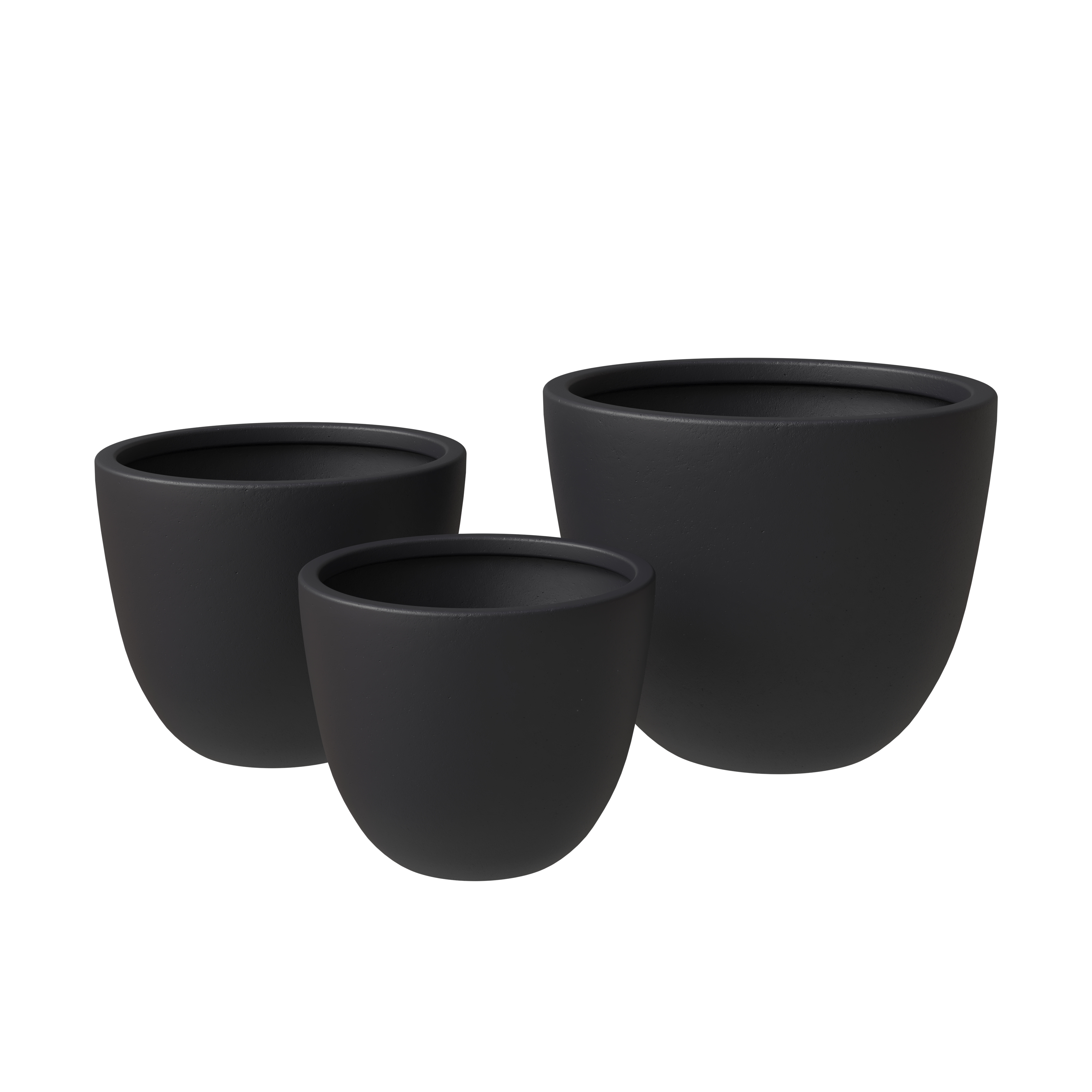 LeisureMod Dahlia Black Poly Stone Planter Set