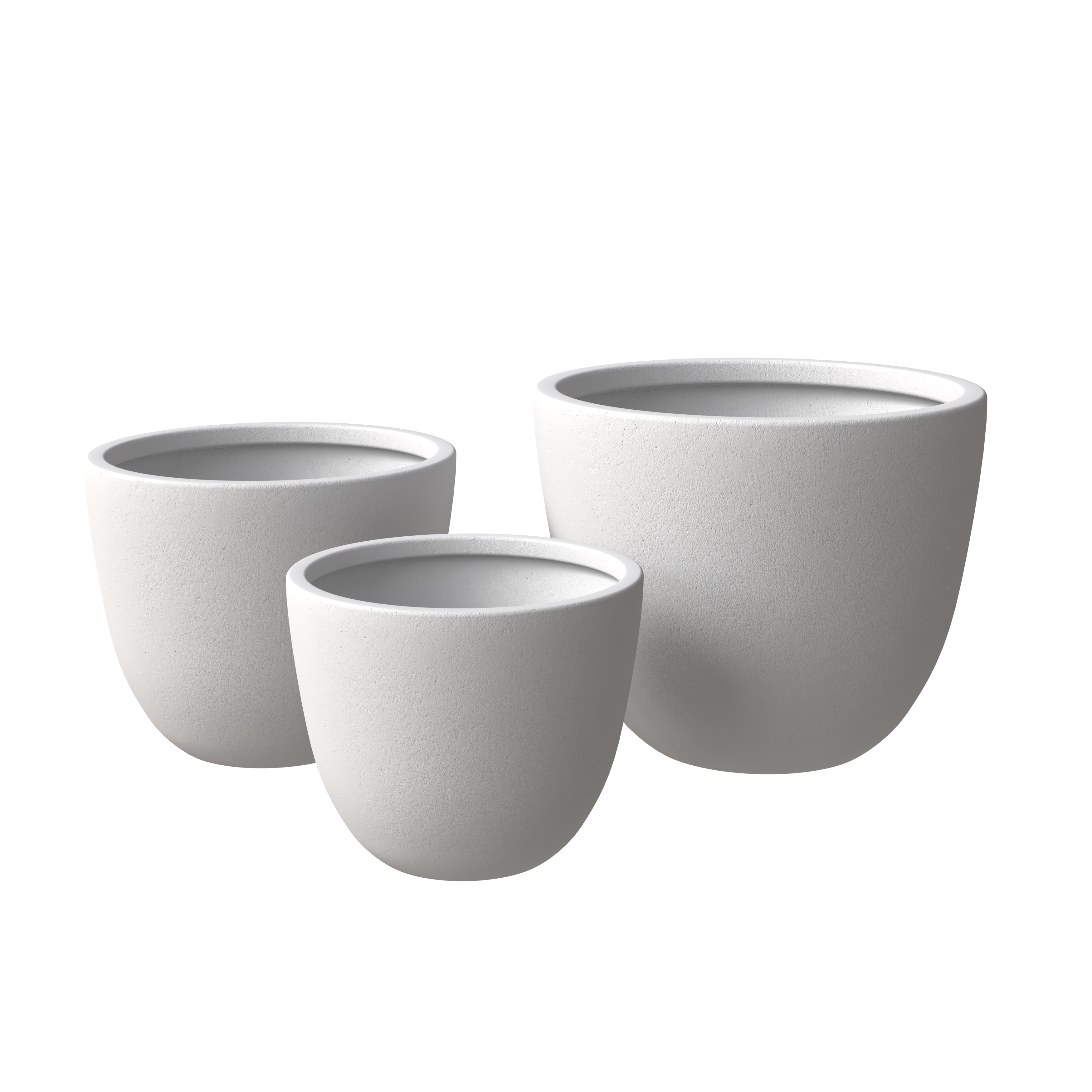 LeisureMod Dahlia White Poly Stone Planter Set