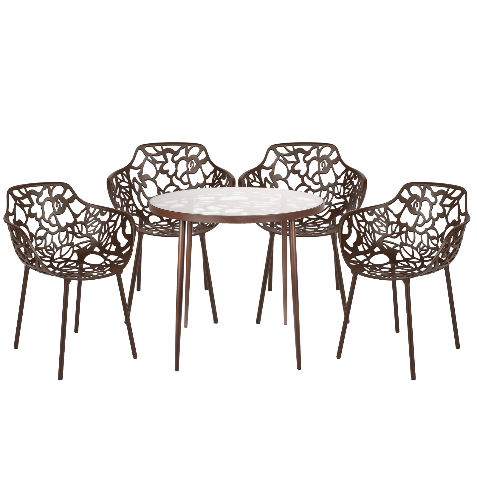 LeisureMod Devon Brown 5pc Outdoor Patio Dining Set