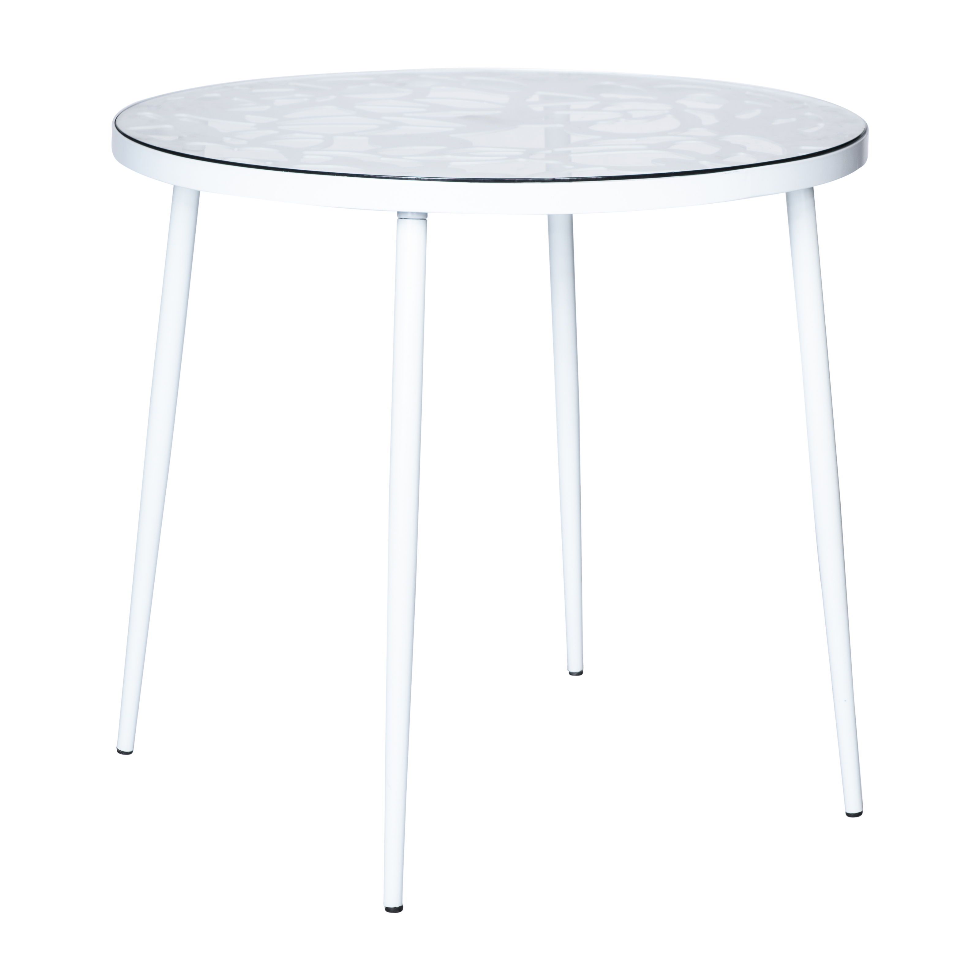 LeisureMod Devon White Aluminum Outdoor Bistro Dining Table