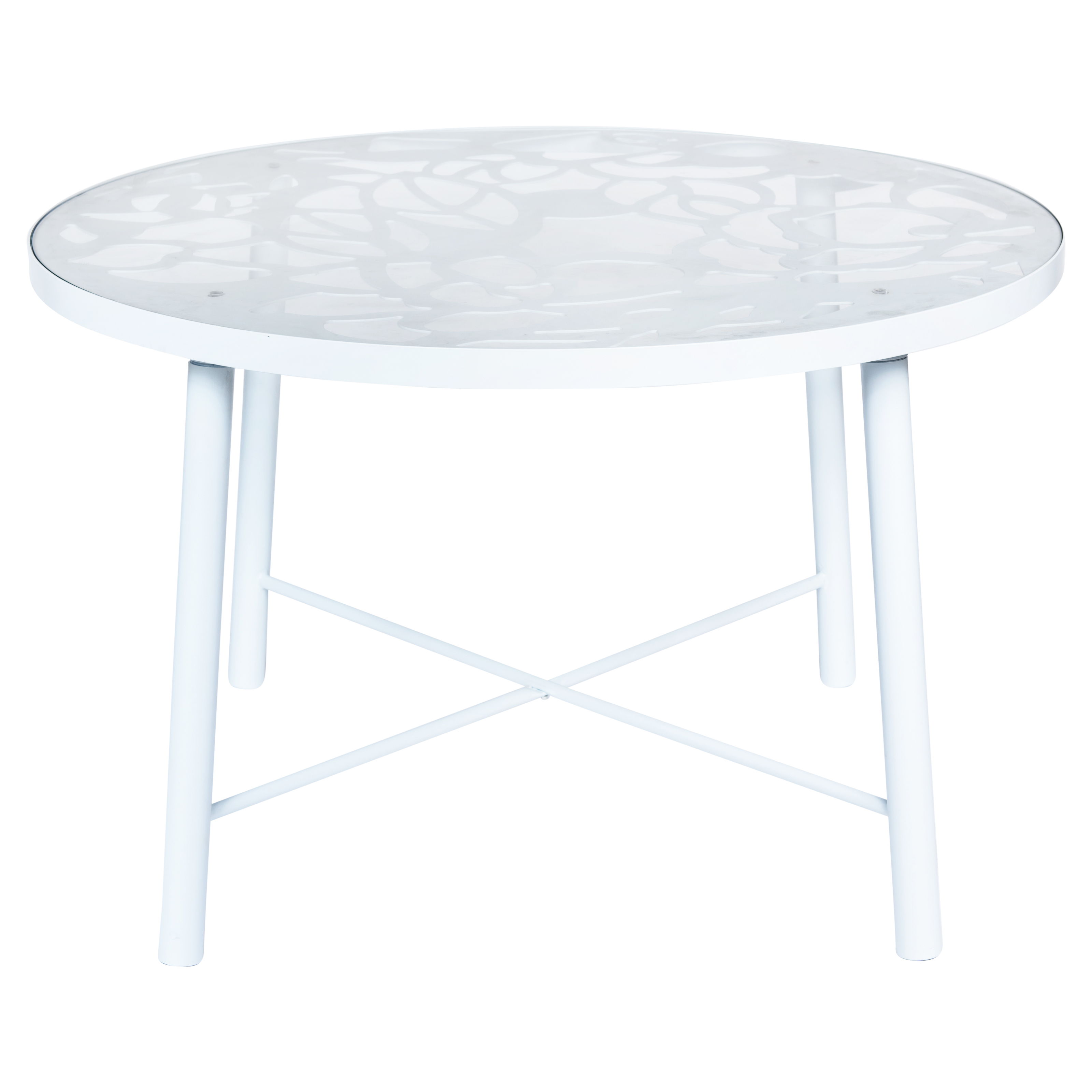 LeisureMod Devon White Aluminum Outdoor Dining Table